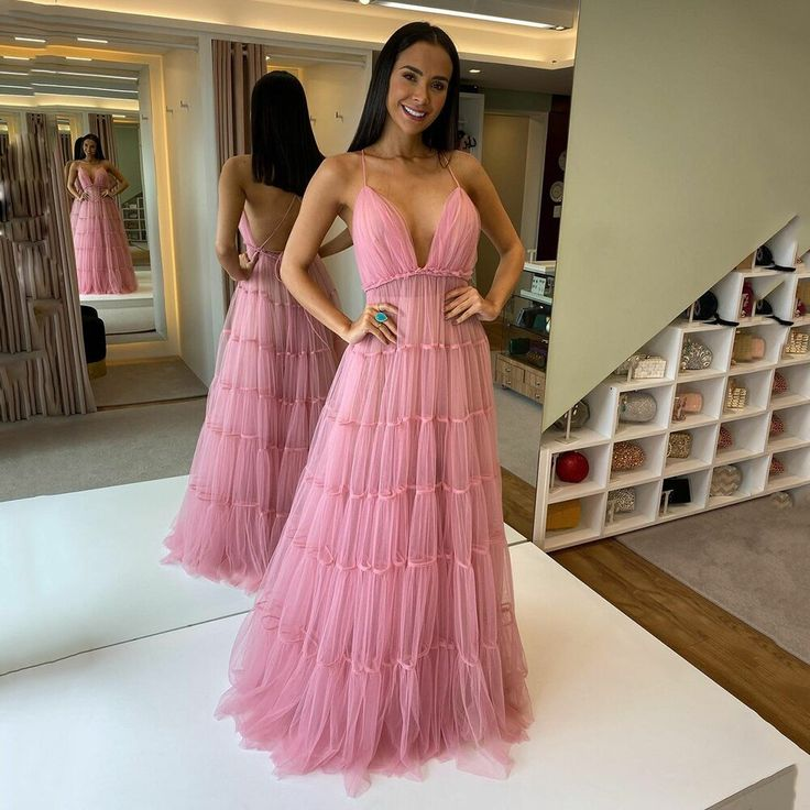 Elegant A-Line Pink Tulle Prom Dress for Graduation & Formal Events | Style 2182 | Perfect for Homecoming, Dances & Special Occasions