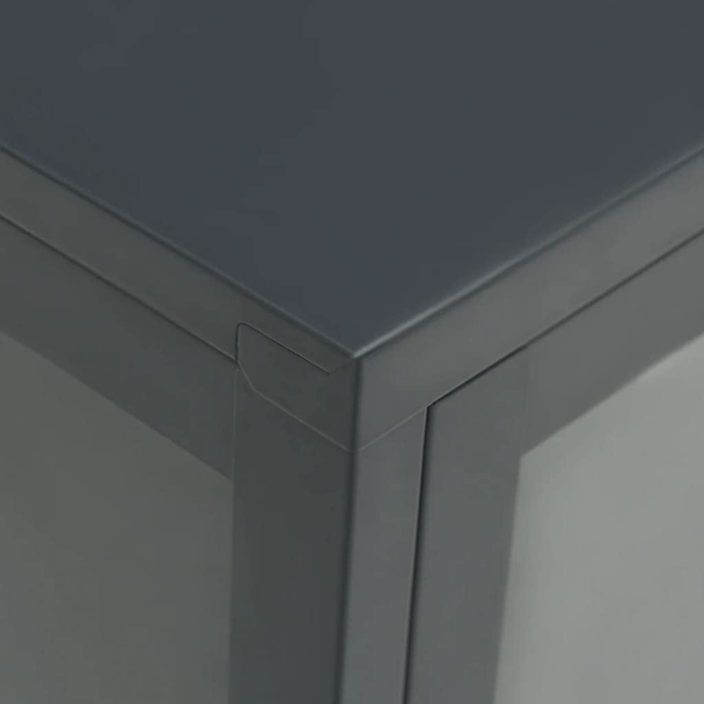 Modern Anthracite Sideboard with Steel Frame & Glass Doors - Sleek Design, Adjustable Shelves & Feet, 41.3