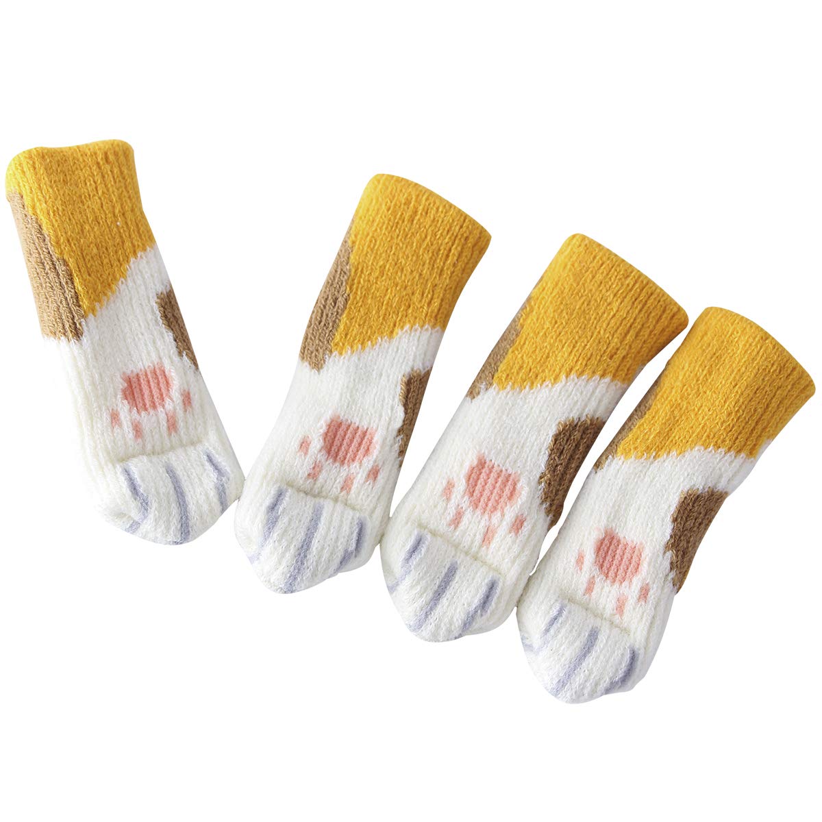 Co-link 24 Knitted Chair Socks with Cat Paw Design, 6 Pairs, Anti-Scratch & Noise-Proof, Floor Protectors for Chair Legs - Perfect for Hardwood Floors & Quiet Home Office Use