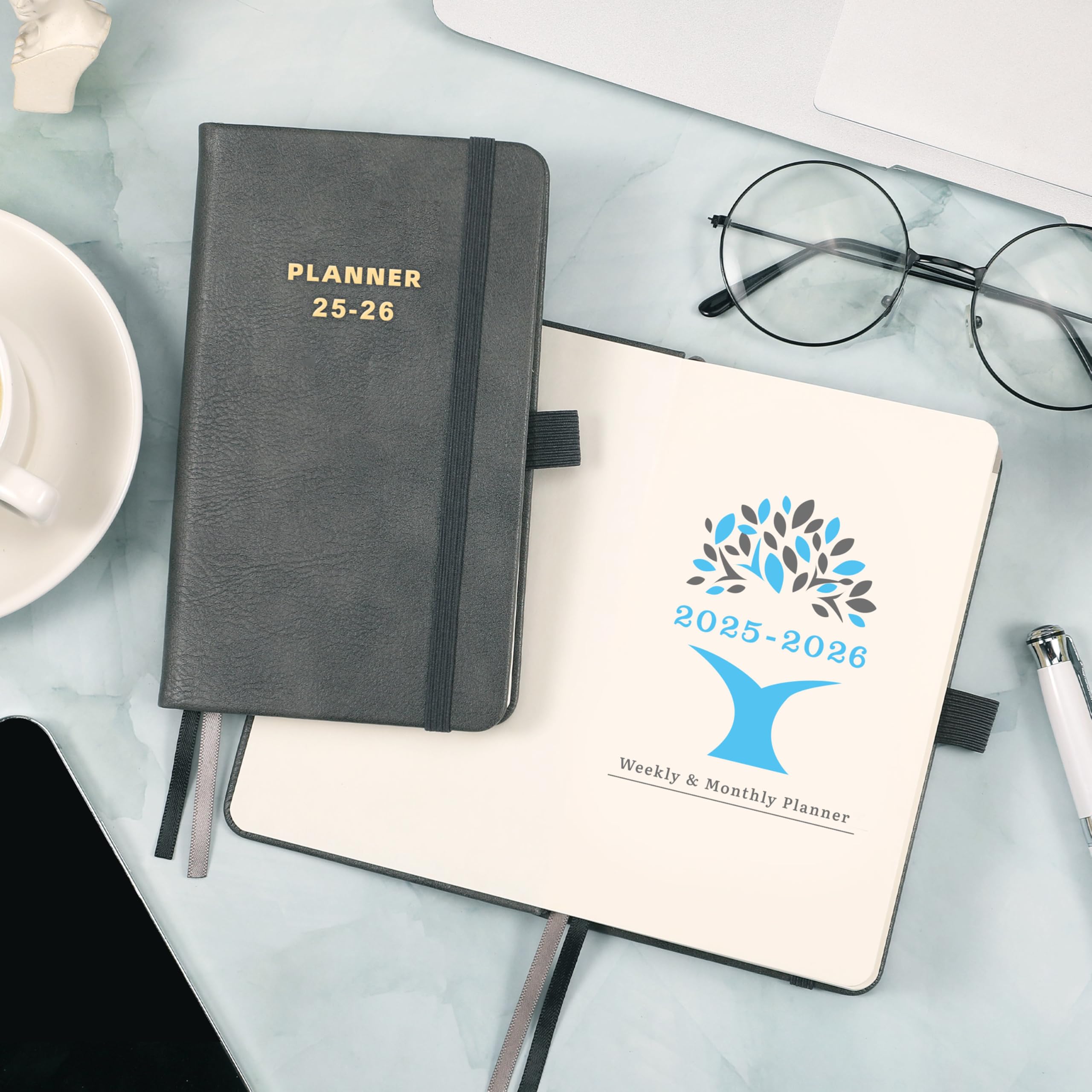2025-2026 Leather Pocket Planner - July 2025 to June 2026 Weekly & Monthly Calendar for Purse (6.4