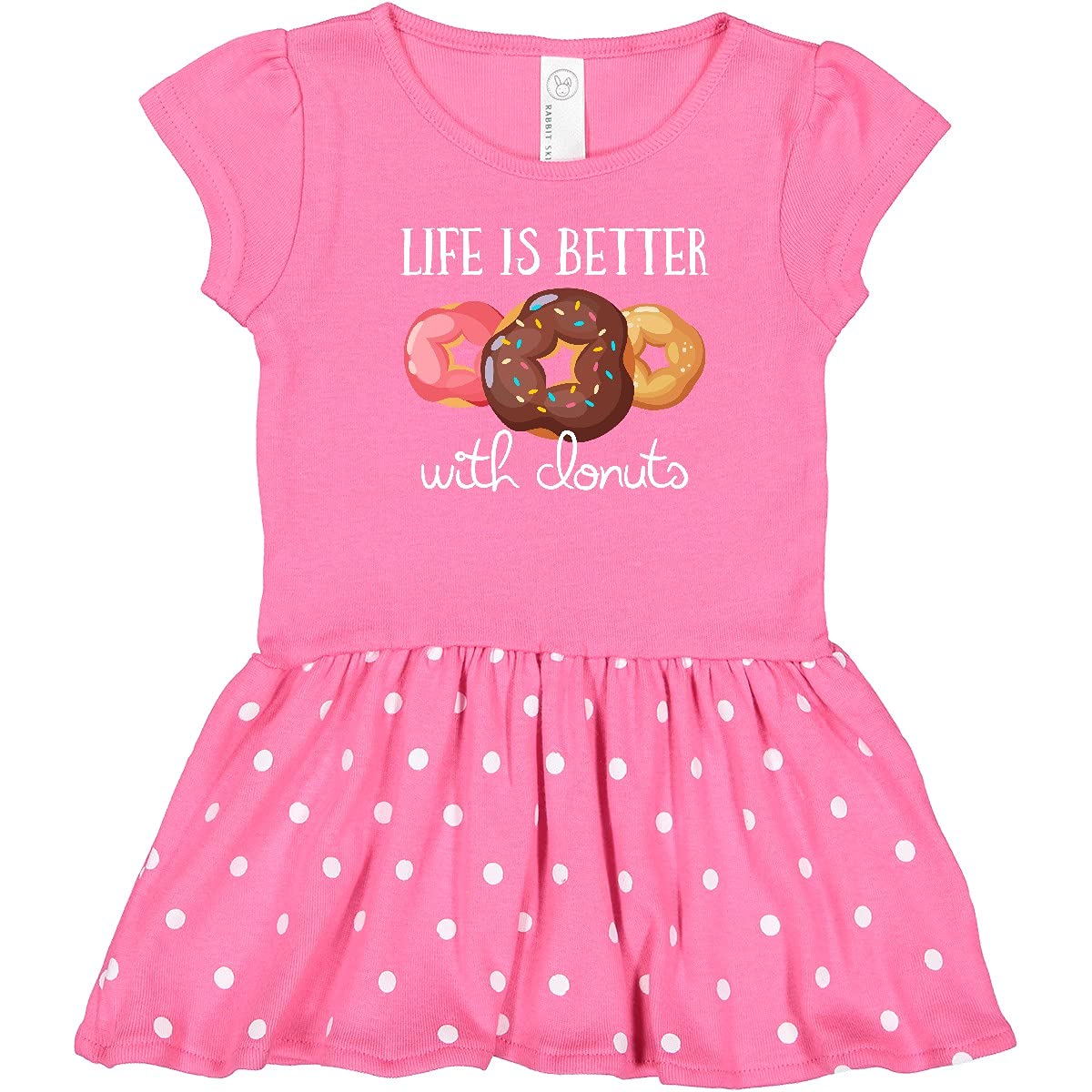 Inktastic Life is Better with Donuts Toddler Dress - Cute Donut Print Girls Outfit for Birthday, Party & Casual Wear