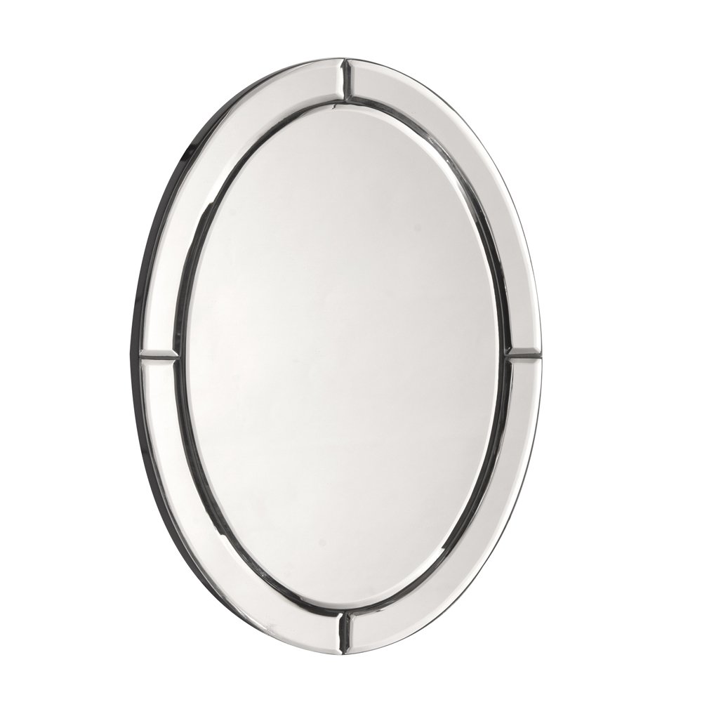 Howard Elliott Oval Hanging Wall Mirror - Modern Silver Vanity Mirror for Bedroom, Living Room, Bathroom & Entryway - Unique Home Decor Accent Mirror (12x16 Inch, Opal Silver) - Perfect for Wall Decor, Makeup Dressing & Interior Design