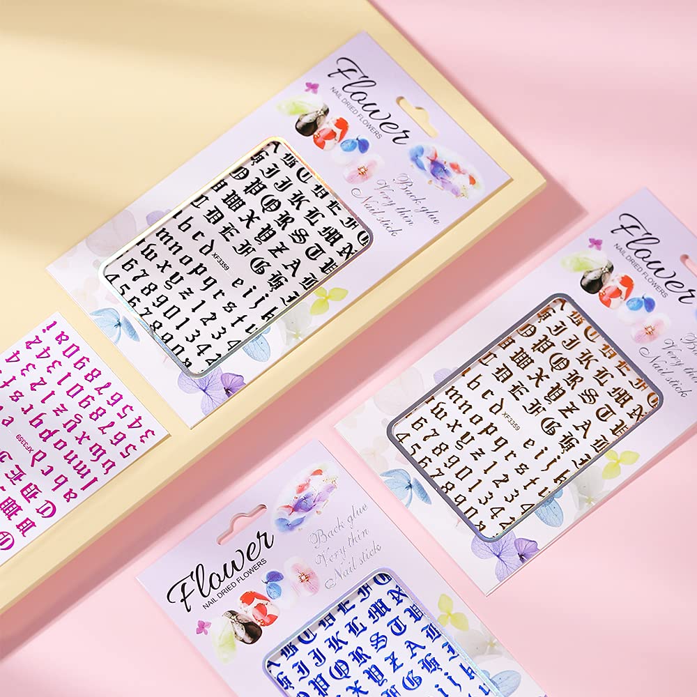 12 Sheets Holographic 3D Letter Nail Art Stickers - Old English Alphabet Laser Nail Decals, Self-Adhesive Nail Stickers for Women & Girls (English Alphabet) - Perfect for Parties, Nail Salons & DIY Manicures