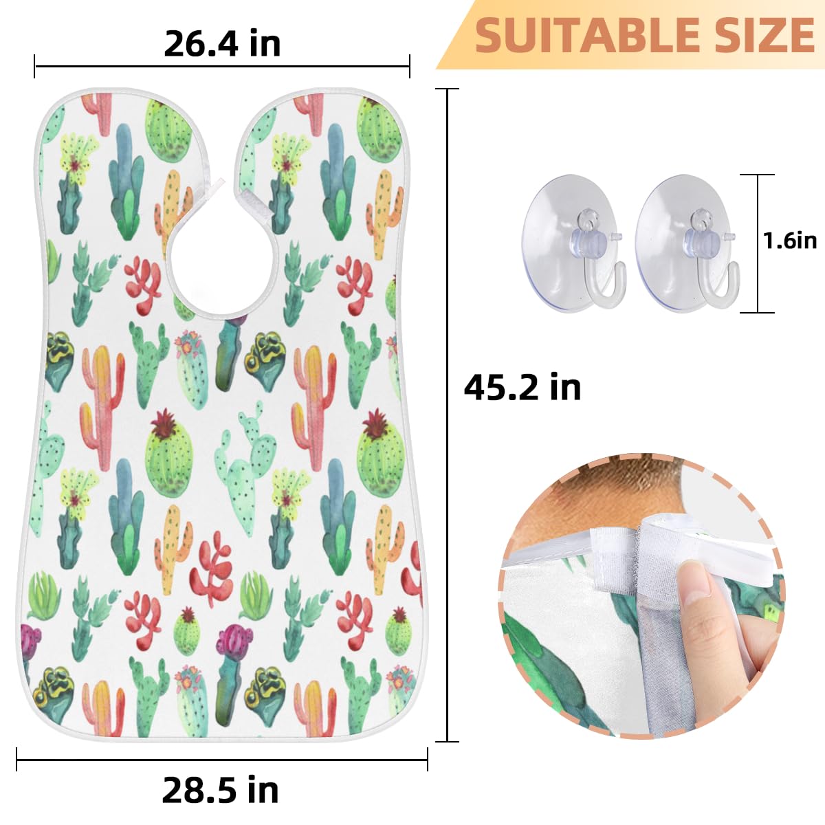 **Non-Stick Beard Bib for Men - Cactus Shaving Cape with Suction Cups, Hair Catcher for Grooming - Perfect Gift for Husband & Dad (Ideal for Home Barbers & Travel Shaving)**