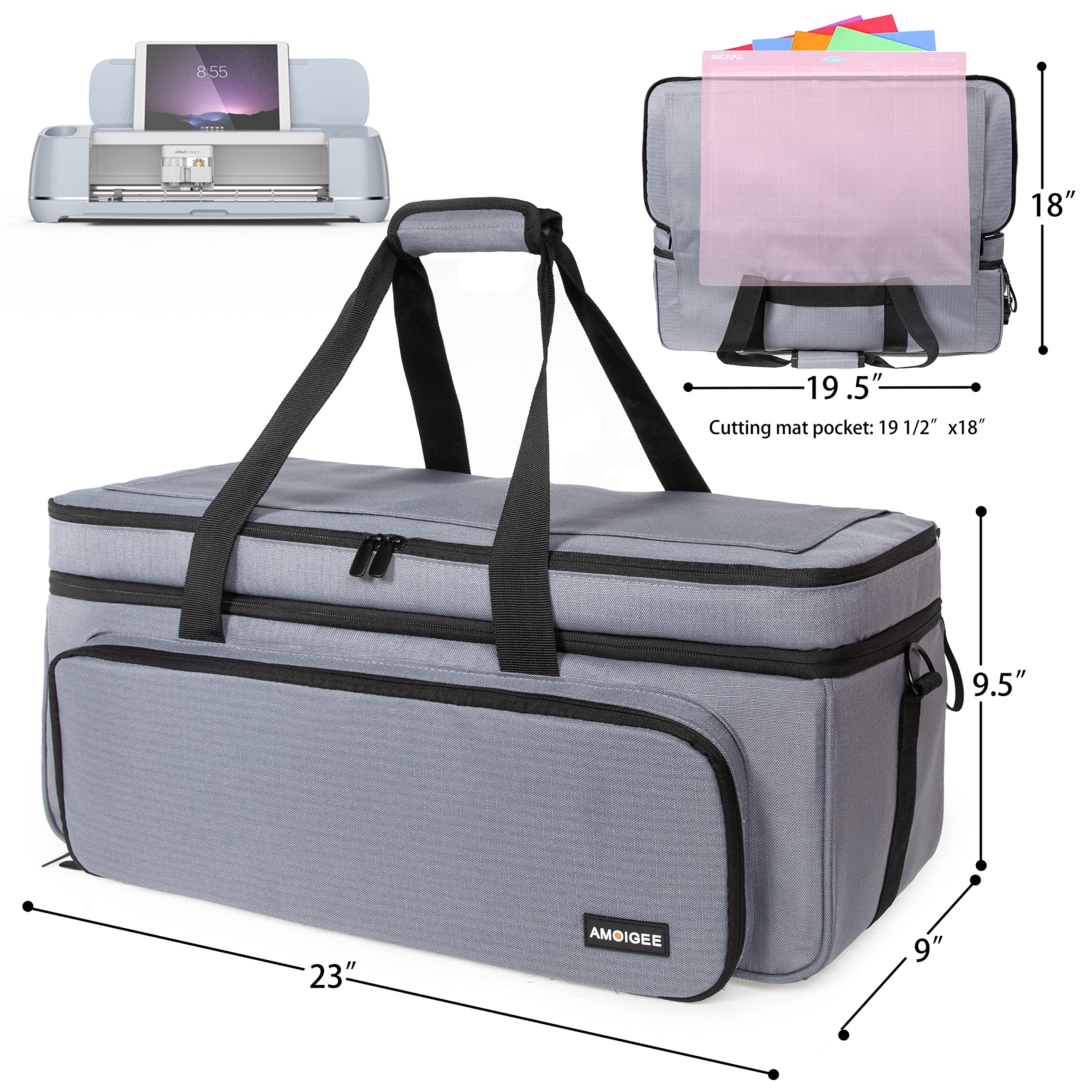 AMOIGEE Double-Layer Carrying Case with Dust Cover for Cricut Maker 3/4, Explore Air 2/3/4 - Portable Storage Organizer for Cricut Machines, Tools & Accessories - Perfect for Crafting, Travel & Home Organization