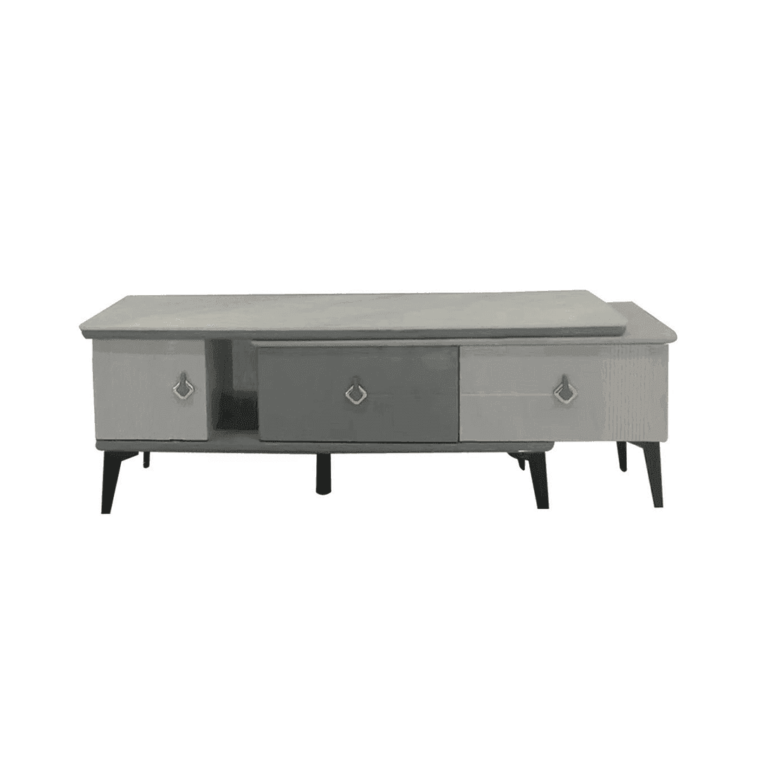 Melissa Glossy Sintered Stone TV Stand - 47 Inch Modern Media Console with Storage Shelf - Perfect for Living Room, Bedroom & Home Theater Setup