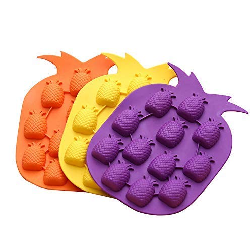 Pineapple Candy Chocolate Silicone Molds - 3-Piece Set in Yellow, Orange & Purple for DIY Desserts, Baking & Party Treats