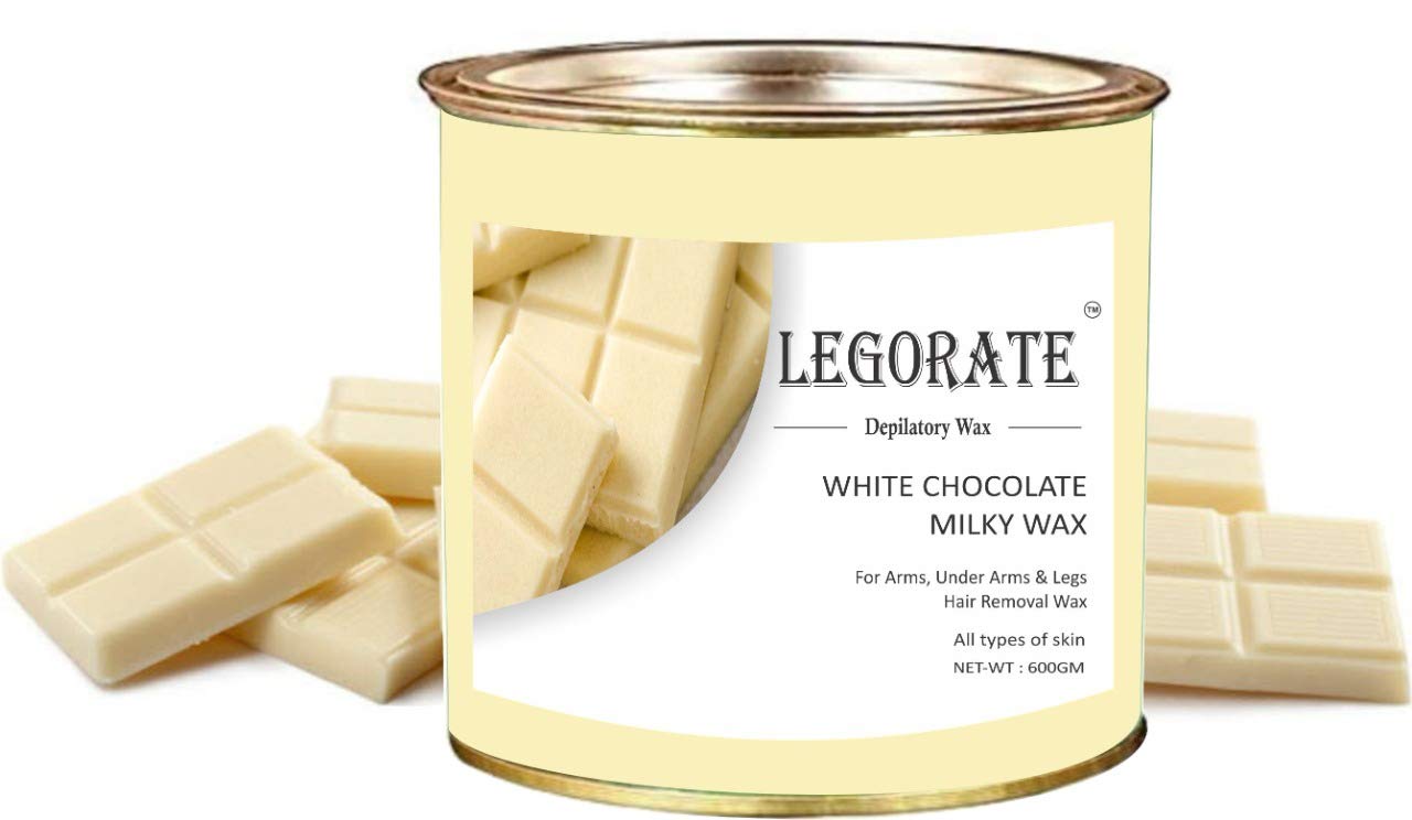 LEGORATE White Chocolate Hair Removal Hot Wax 600g (Pack of 2) with 40 Free Waxing Strips - Smooth Skin for Legs, Arms, Bikini & Face at Home Salon