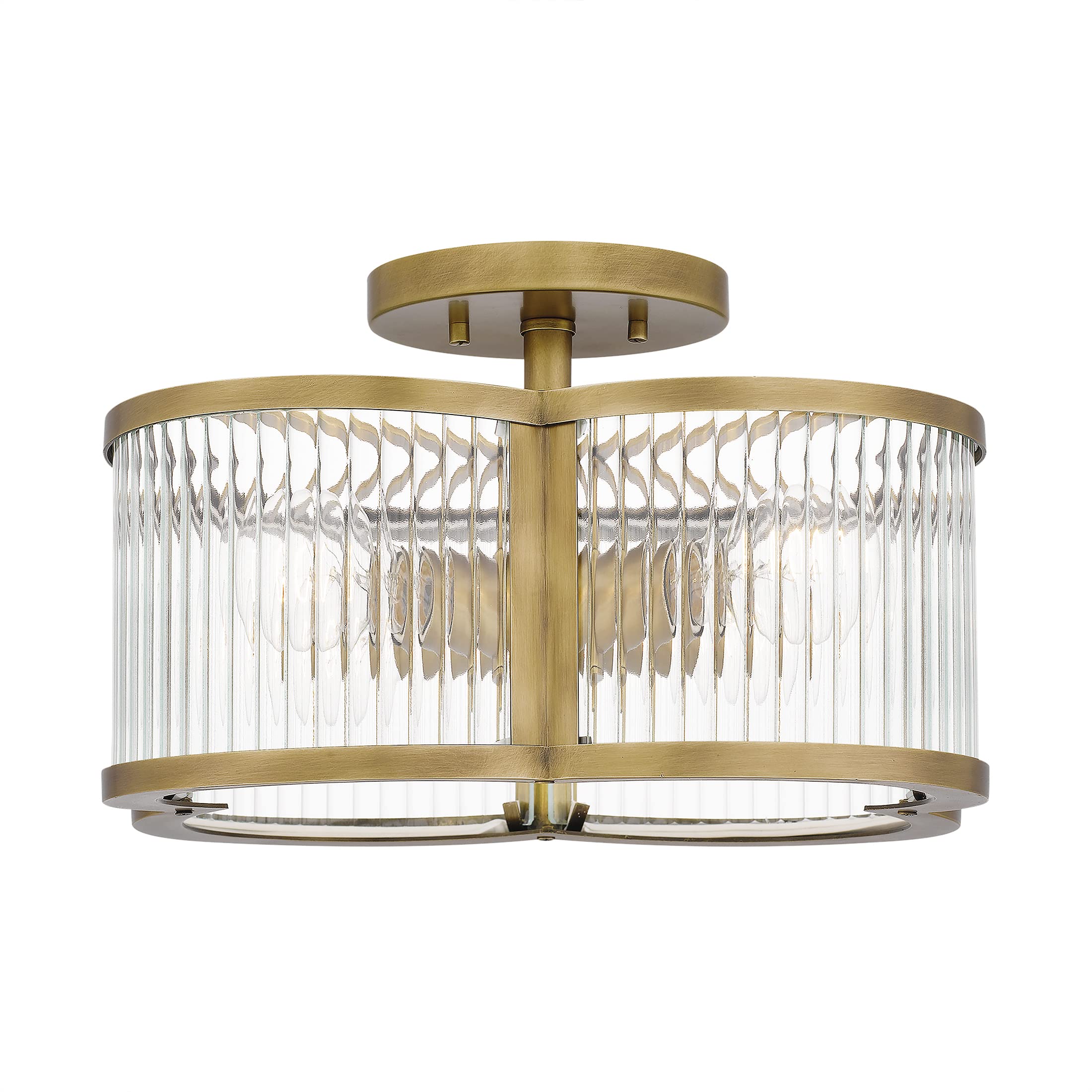Quoizel Aster 4-Light Weathered Brass Semi Flush Mount Ceiling Light Fixture - Modern Adjustable Chandelier with Resin Construction for Sloped Ceilings - Perfect for Living Room, Bedroom, Dining Room & Hallway Lighting