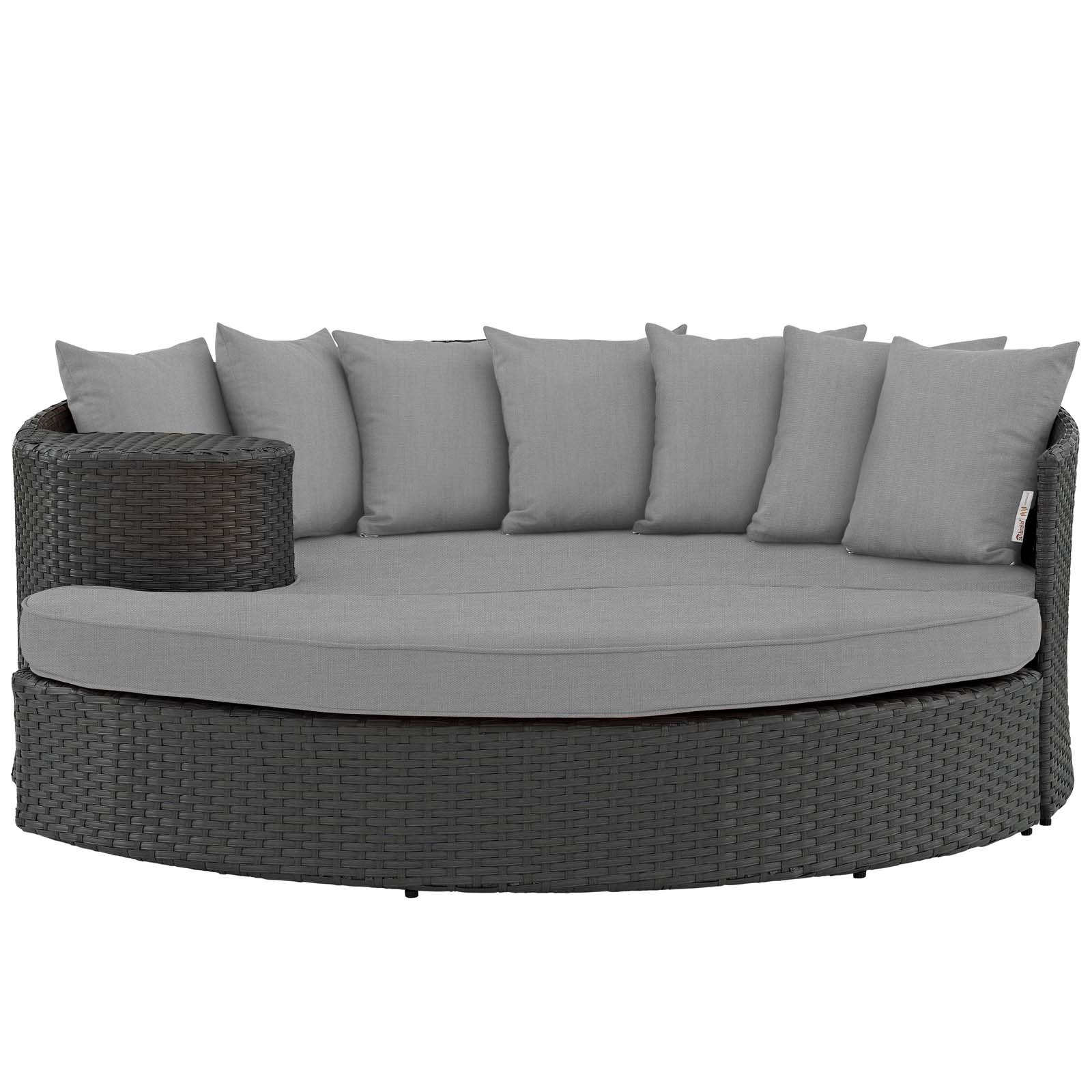 Modern Outdoor Patio Lounge Daybed Sofa - Grey Wicker Rattan Furniture for Garden, Poolside & Backyard Relaxation