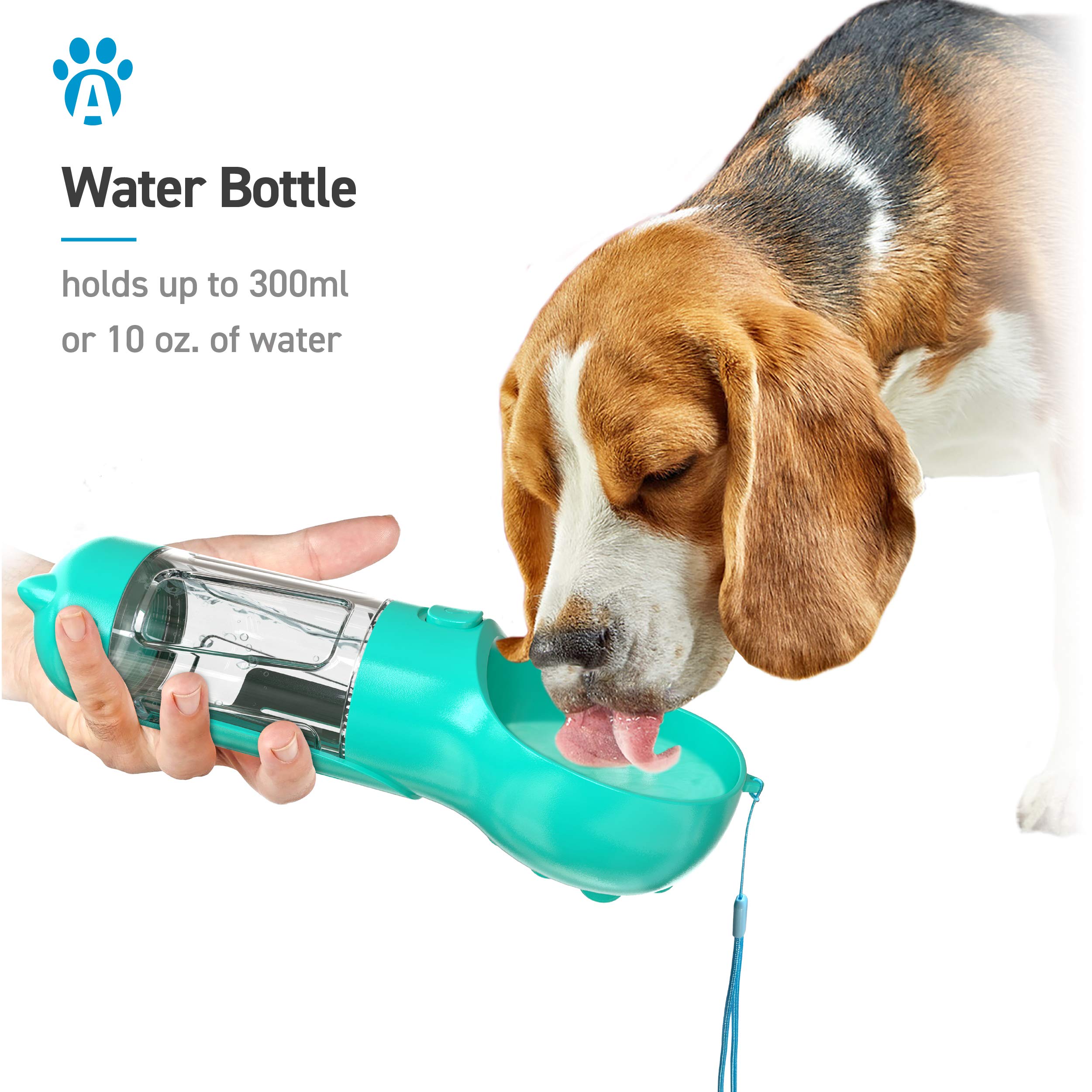 Portable Dog Water Bottle with Leak-Proof Bowl, Built-in Poop Scoop & Waste Bag Dispenser - Perfect for Hiking, Travel & Outdoor Adventures with Your Pet