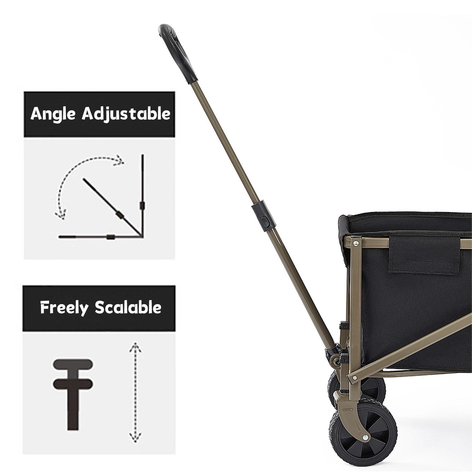 Heavy Duty Folding Wagon Cart - Collapsible Utility Wagon with Adjustable Handle for Camping, Grocery Shopping, Gardening & Outdoor Activities | Portable Garden Cart for Beach, Picnic & Home Use