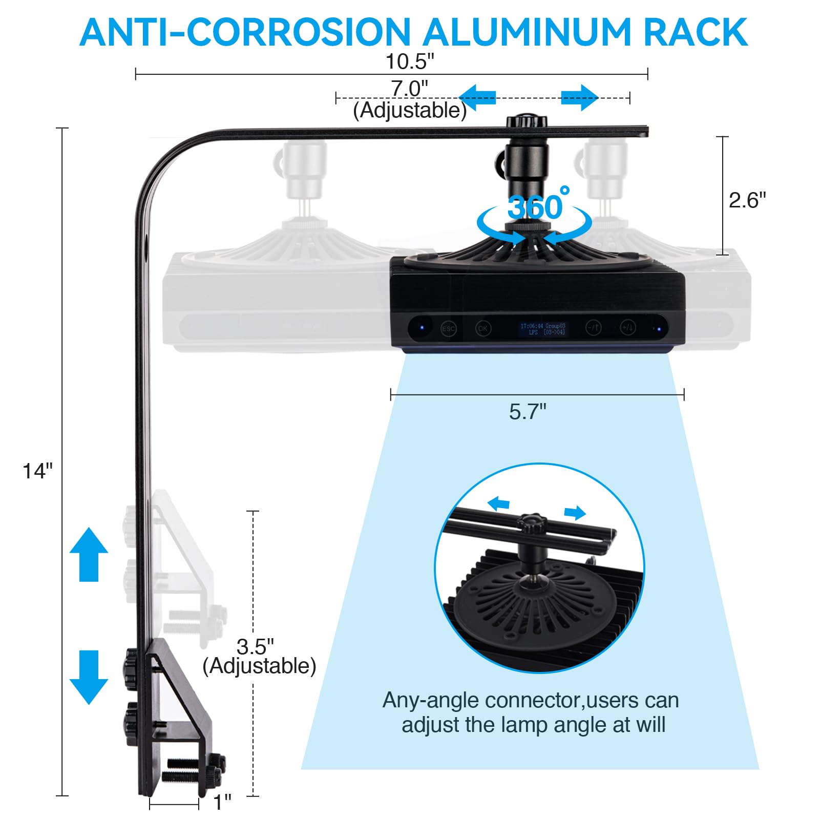 140W Reef Aquarium LED Light with Sunrise/Sunset & Moonlight Modes, Master/Slave Control, Timer & Display - Wide Coverage Saltwater Coral Tank Lighting for Marine Fish Tanks & Coral Reef Aquascaping