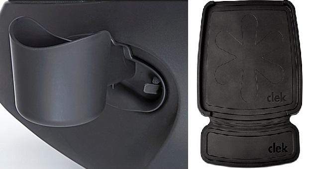 Clek Car Seat Protector & Cup Holder Mat - Black | Waterproof & Non-Slip for Baby Strollers, High Chairs & Car Seats