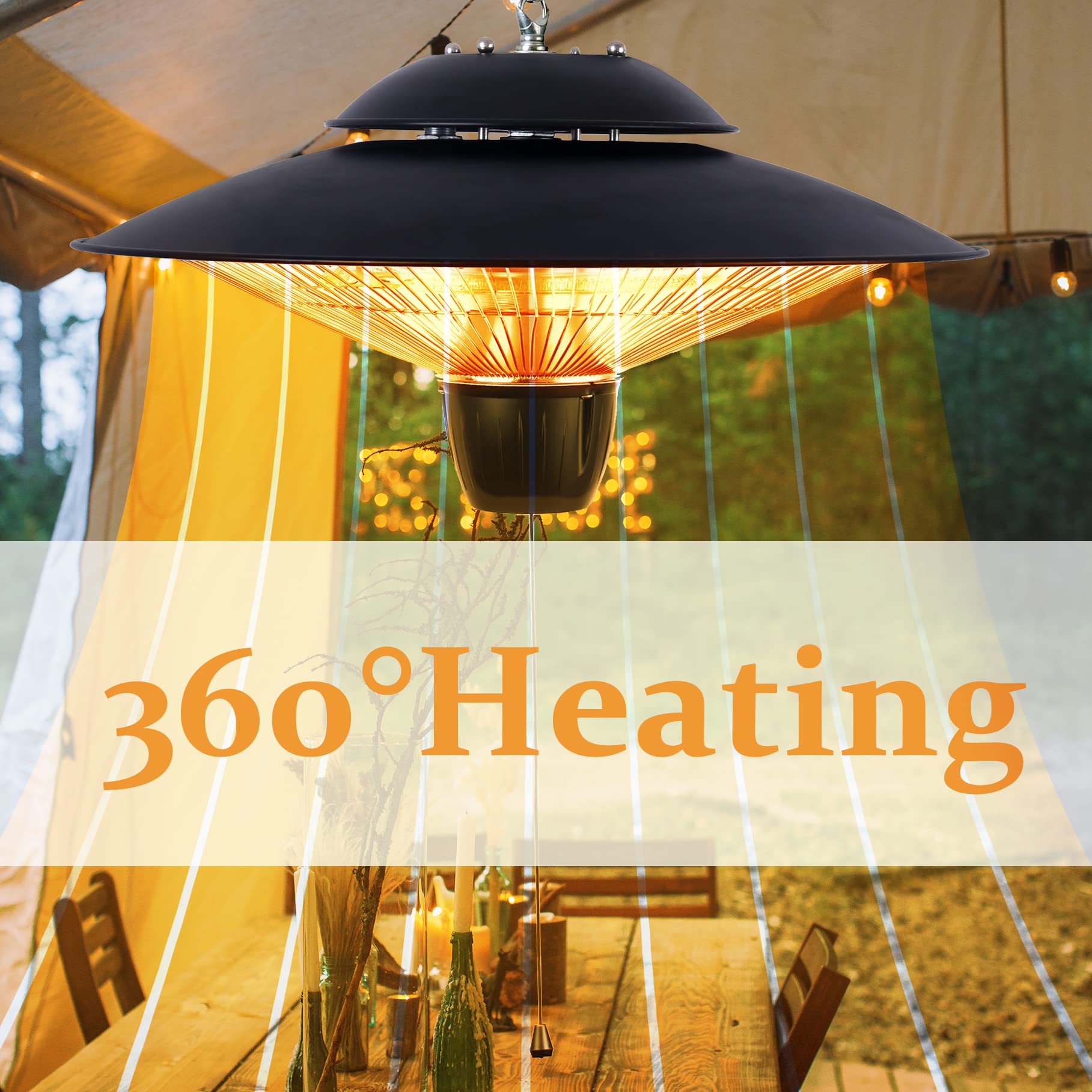 DONYER POWER 1500W Electric Patio Heater - Ceiling Mounted Outdoor/Indoor Space Heater for Patio, Garage, Restaurant & Commercial Use