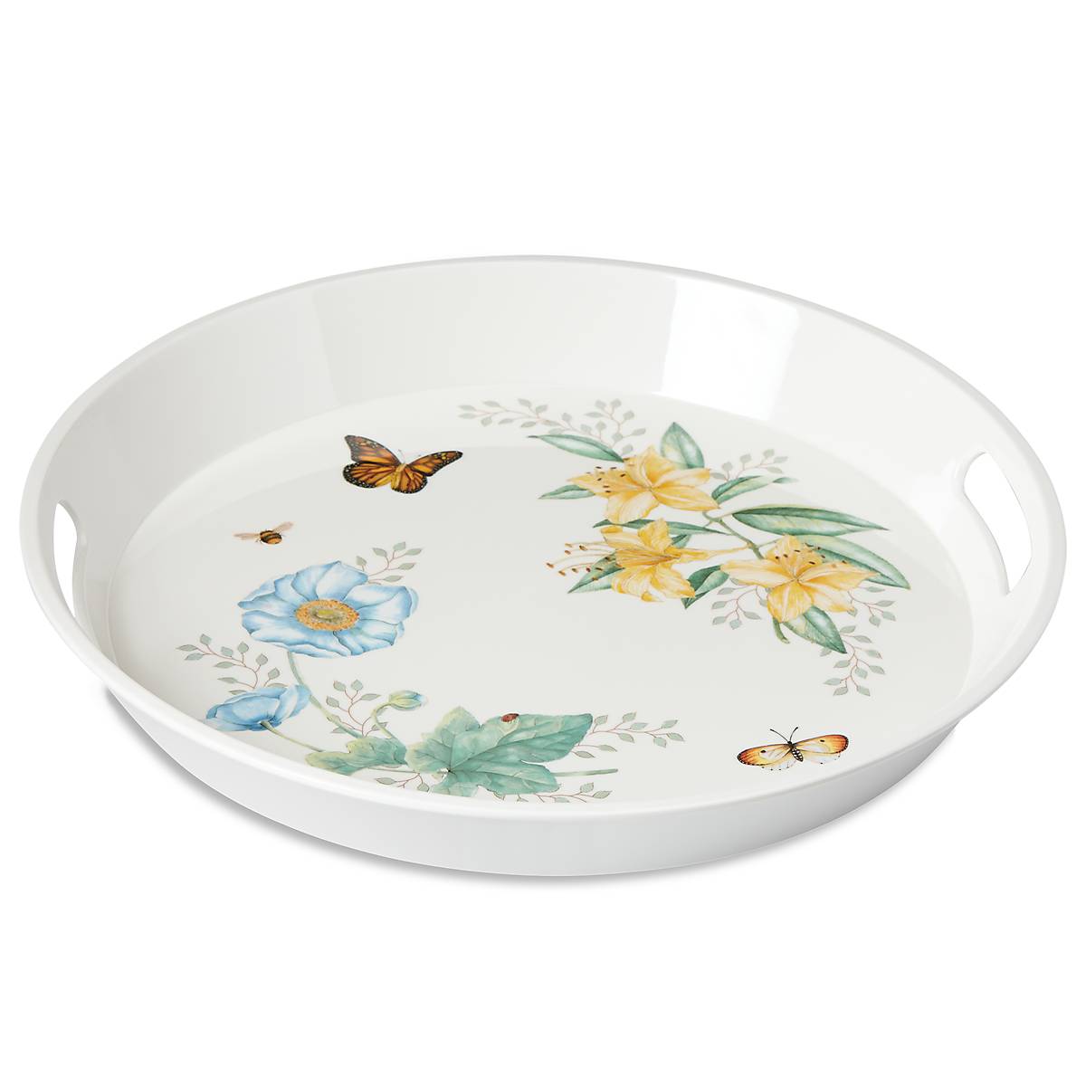 Butterfly Meadow Melamine Round Serving Tray - Durable & Lightweight for Outdoor Picnics, Parties & Home Decor
