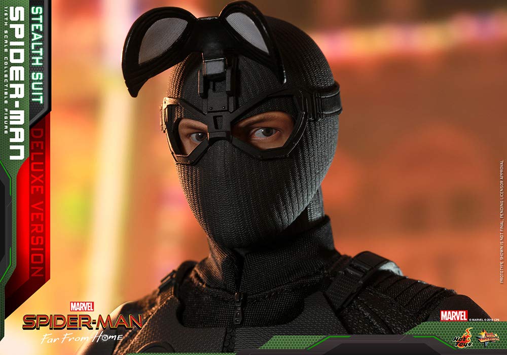 Hot Toys Movie Masterpiece 1/6 Scale Spider-Man Stealth Suit Action Figure - MMS541 Far from Home Deluxe Version (Tom Holland) - Collectible Figure for Marvel Fans & Home Display