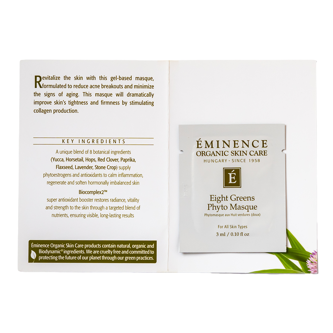 Eminence Organics Eight Greens Phyto Masque - Cooling Facial Mask for Detox & Brightening | Spa, At-Home Skincare, Post-Workout Refresh