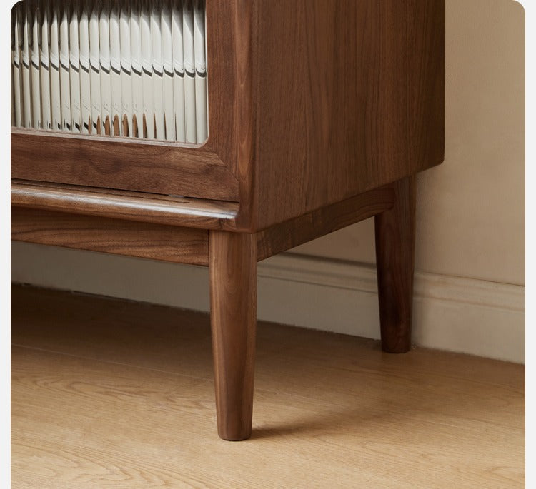 Black Walnut Solid Wood Modern Minimalist Dining Sideboard Buffet Cabinet - Perfect for Dining Room Storage & Kitchen Organization