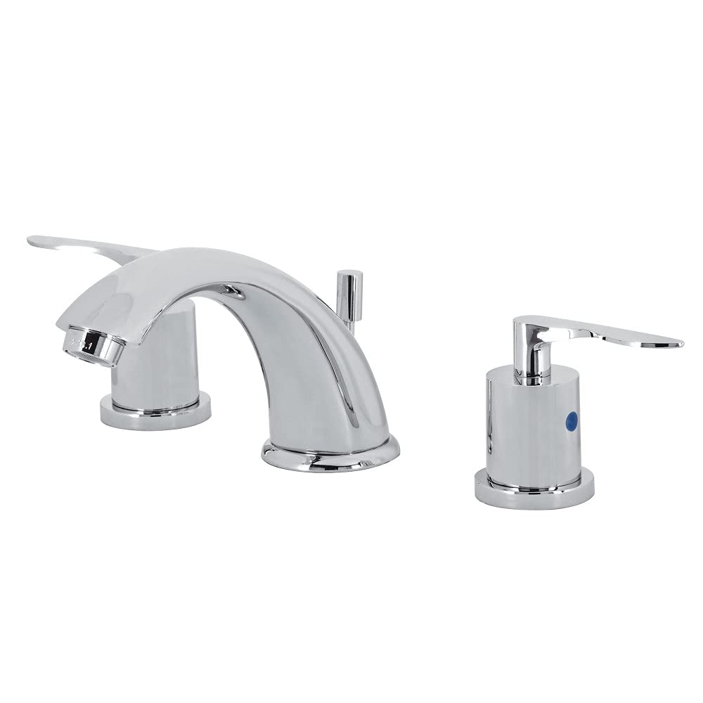Kingston Brass Serena KB8961SVL Polished Chrome Widespread Bathroom Faucet - 2-Handle 3-Hole Deck Mount with Pop-Up Drain, 5-3/4