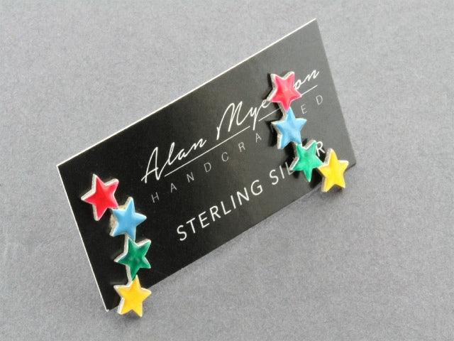 4-Star Stud Earrings - Hand Enamelled Jewelry for Women, Gift for Her | Perfect for Parties, Weddings & Special Occasions