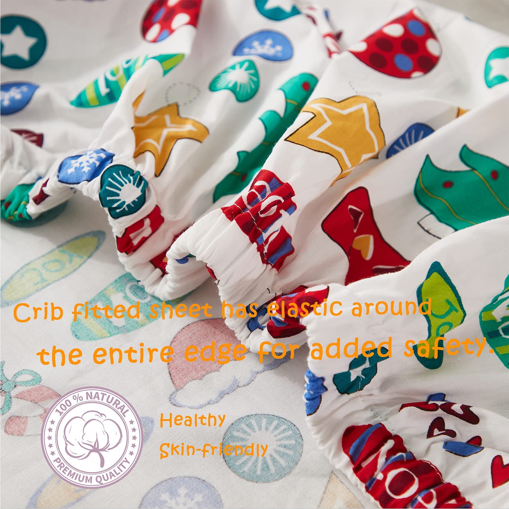 Brandream 3-Piece Baby Crib Bedding Set - 100% Cotton Nursery Set for Boys & Girls | Gender Neutral Crib Comforter, Fitted Sheet & Dust Ruffle - Perfect for Christmas Gifts & Nursery Decor