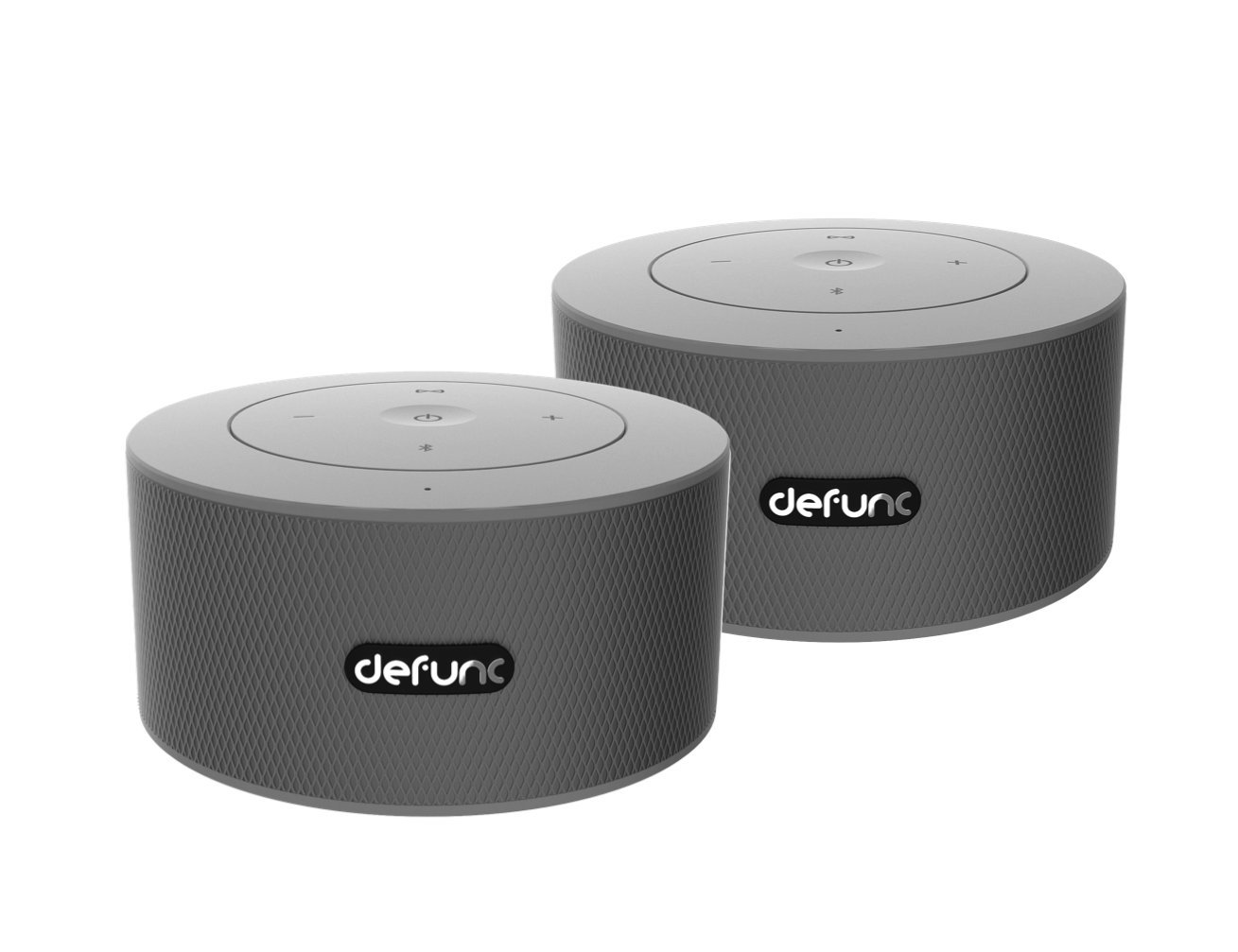 DeFunc Duo Dual Stereo Bluetooth Speakers - Wireless Portable Speaker with Rich Bass, 20H Playtime for Home, Outdoor, Travel & Parties (Silver)