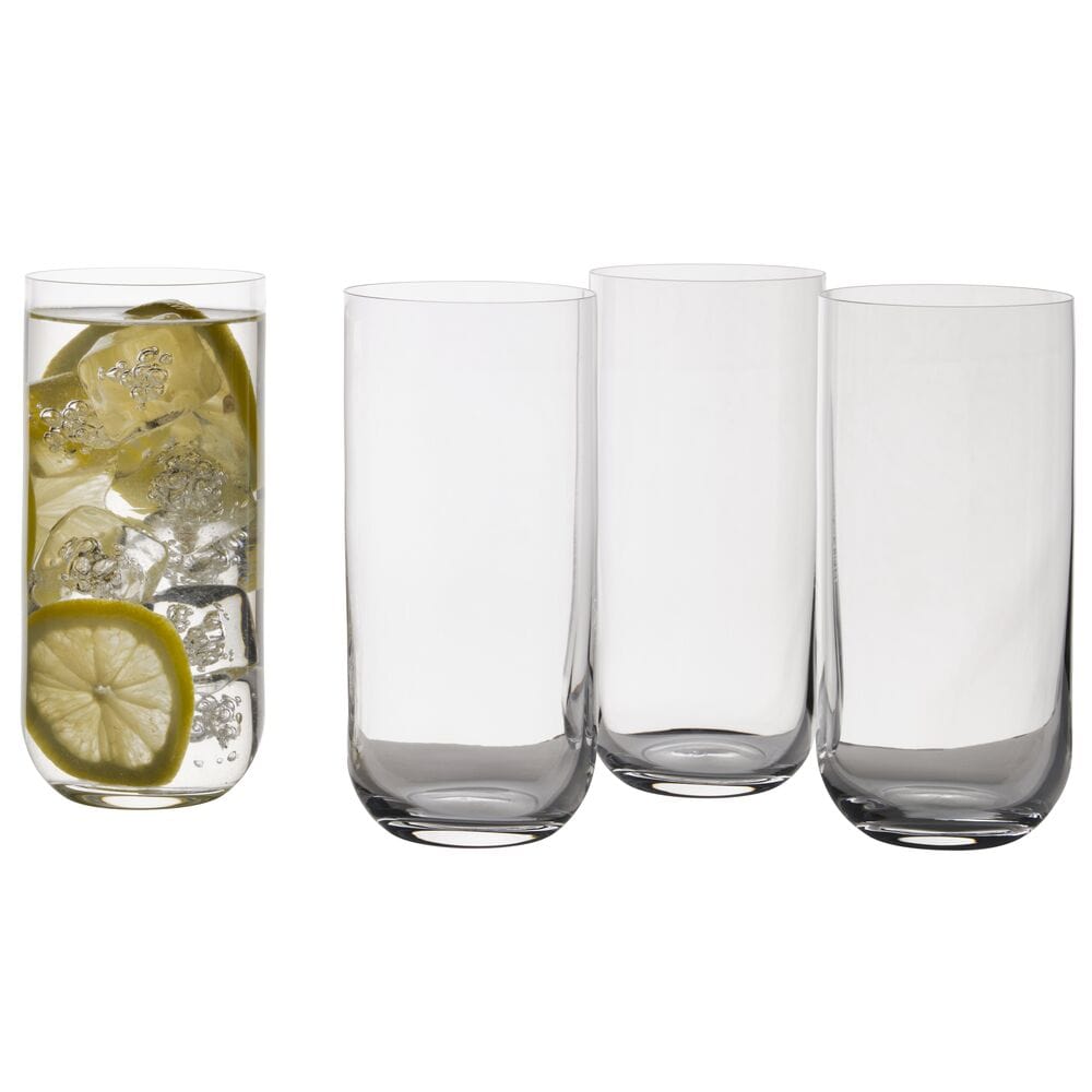Premium Upton Set of 4 Crystal Clear Highball Glasses - 16oz Tall Drinking Glasses for Cocktails, Iced Tea & Smoothies - Perfect for Home Bars, Parties & Gift Giving
