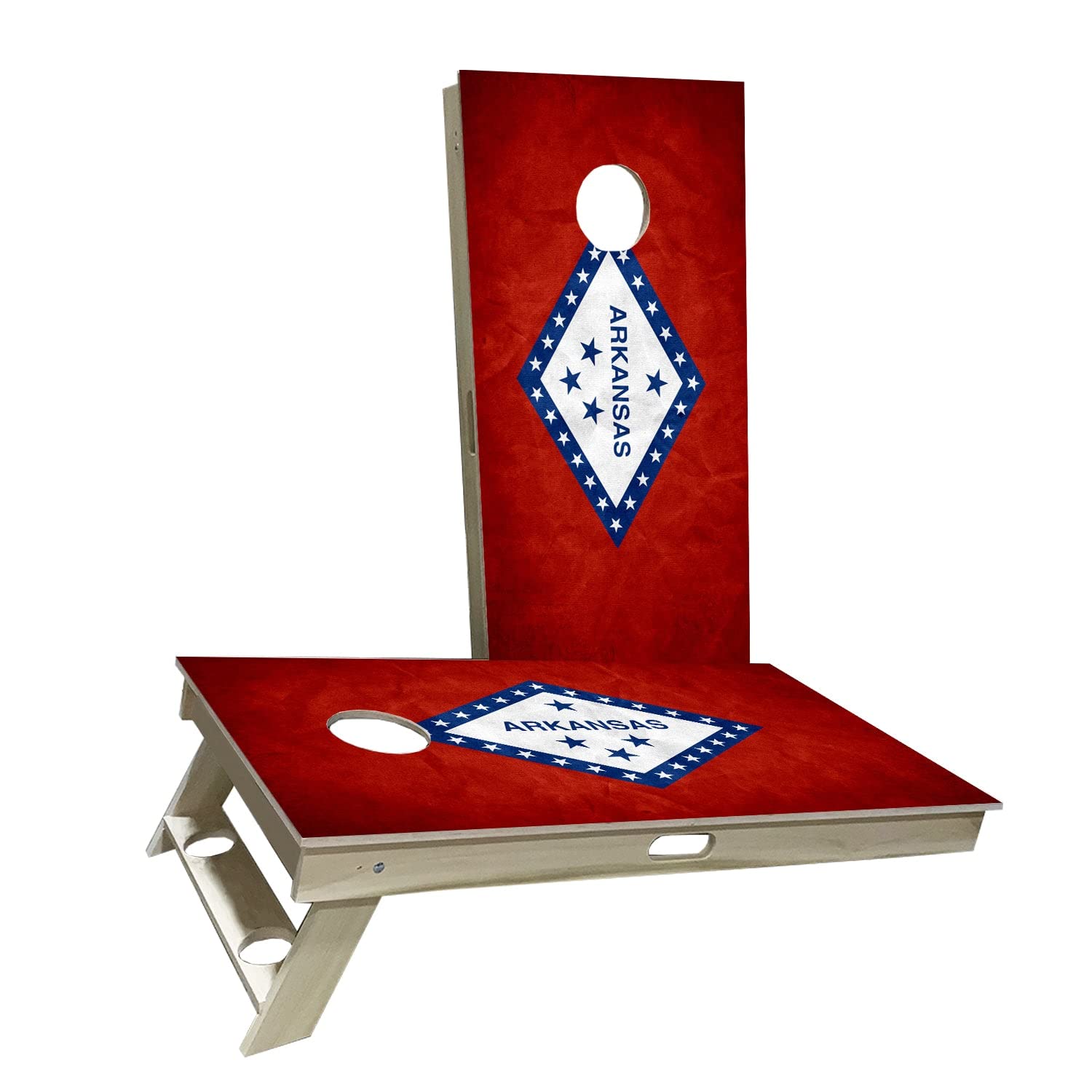 Arkansas Flag Cornhole Game Set - 2 Boards & 8 Bags - Custom Size & Accessories - Perfect for Backyard Parties, Tailgating & Outdoor Events