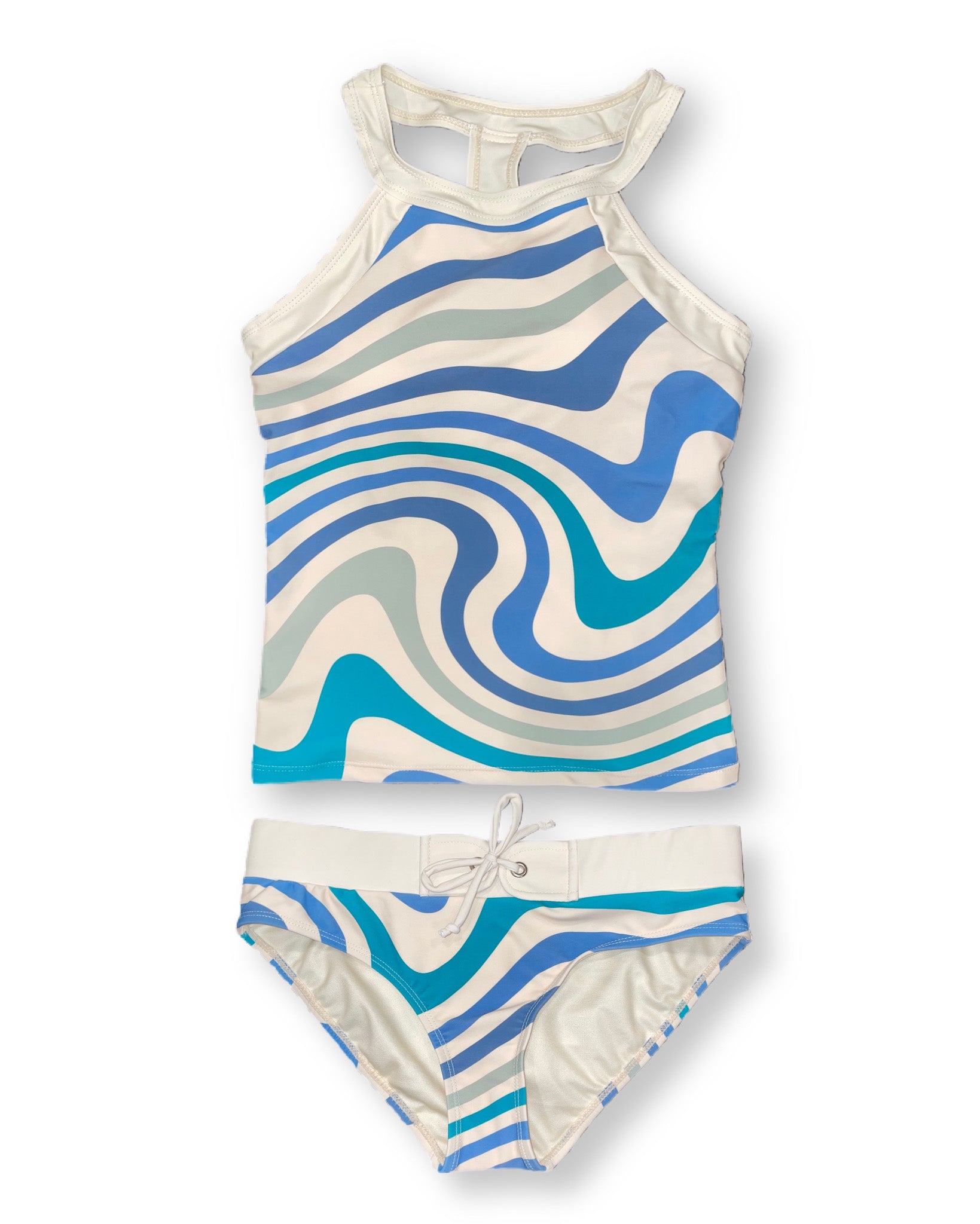 Tween Brynn Swirl Print Tankini Swimsuit for Girls - Stylish Two-Piece Bathing Suit for Pool & Beach - $48
