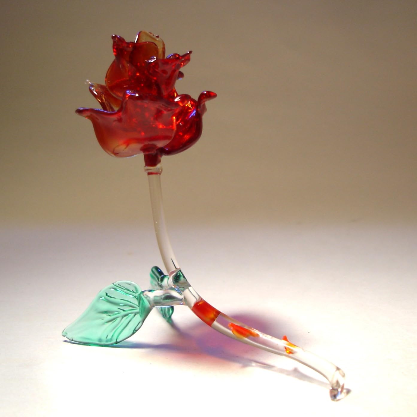 Handmade Blown Glass Red Rose - Elegant Home Decor, Wedding Gift, Anniversary Present for Her - Perfect for Centerpieces, Valentine's Day & Romantic Occasions