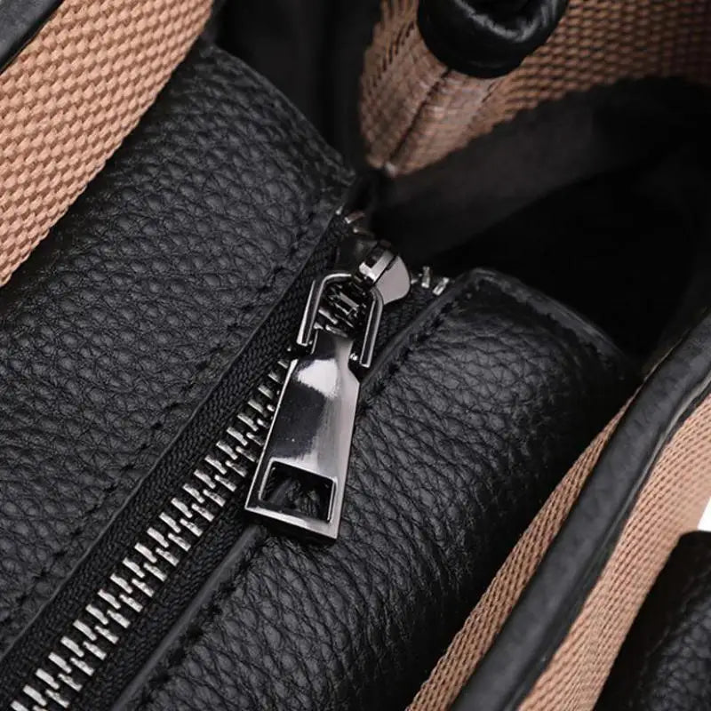 Luxury Black Plaid Printed Women's Handbag - Designer Wide Strap Shoulder Bag in Canvas & PU Leather - Perfect for Work, Travel, and Evening Events