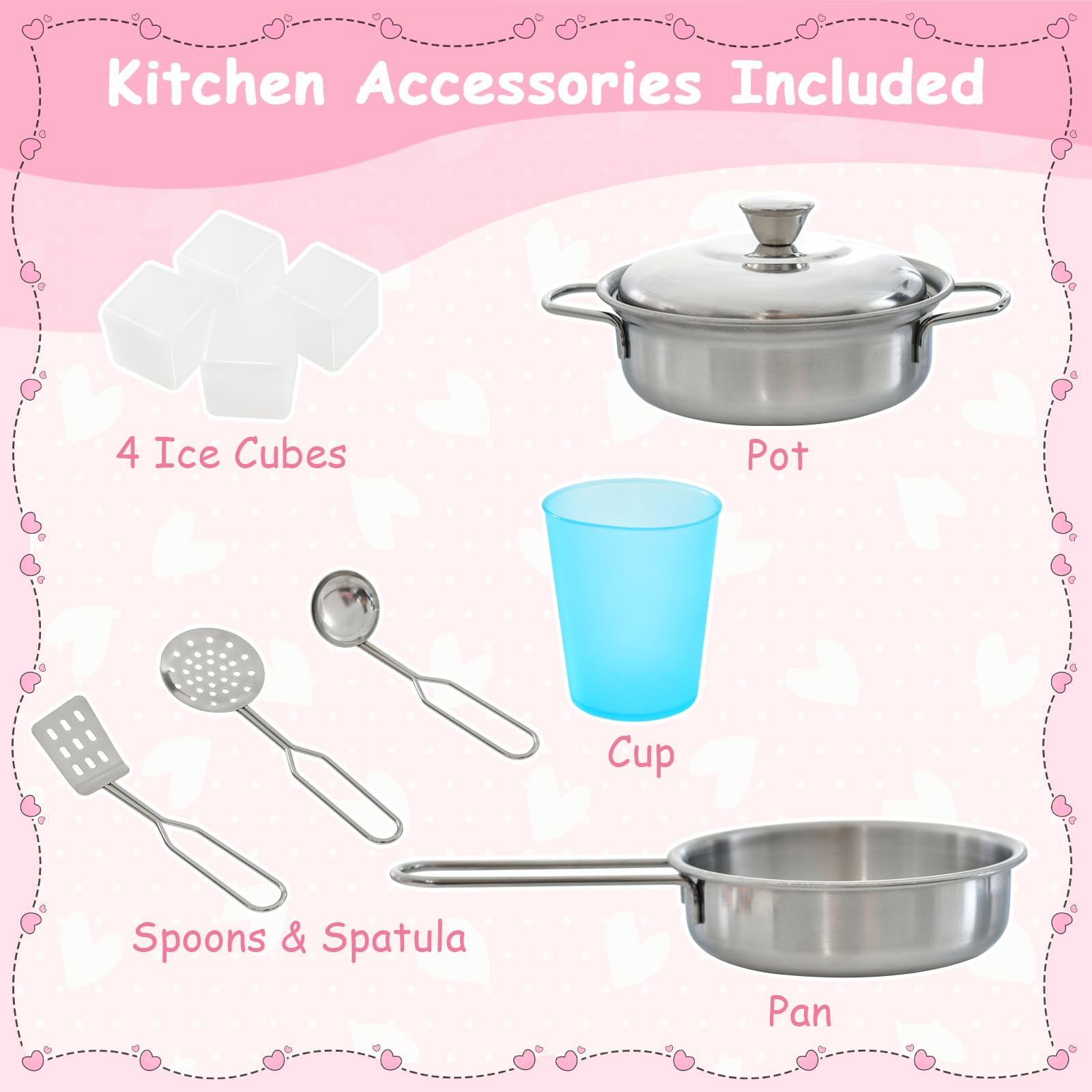 **HONEY JOY Pink Wooden Kids Kitchen Playset - Pretend Chef Toy with Chalkboard, Telephone, Utensils, Oven, Microwave & Sink - Toddler Play Kitchen for Boys & Girls - Perfect Gift for Pretend Cooking & Role Play Fun**    *(Ideal for Birthday Gifts, Preschool Learning, Imaginative Play & Toddler Development)*