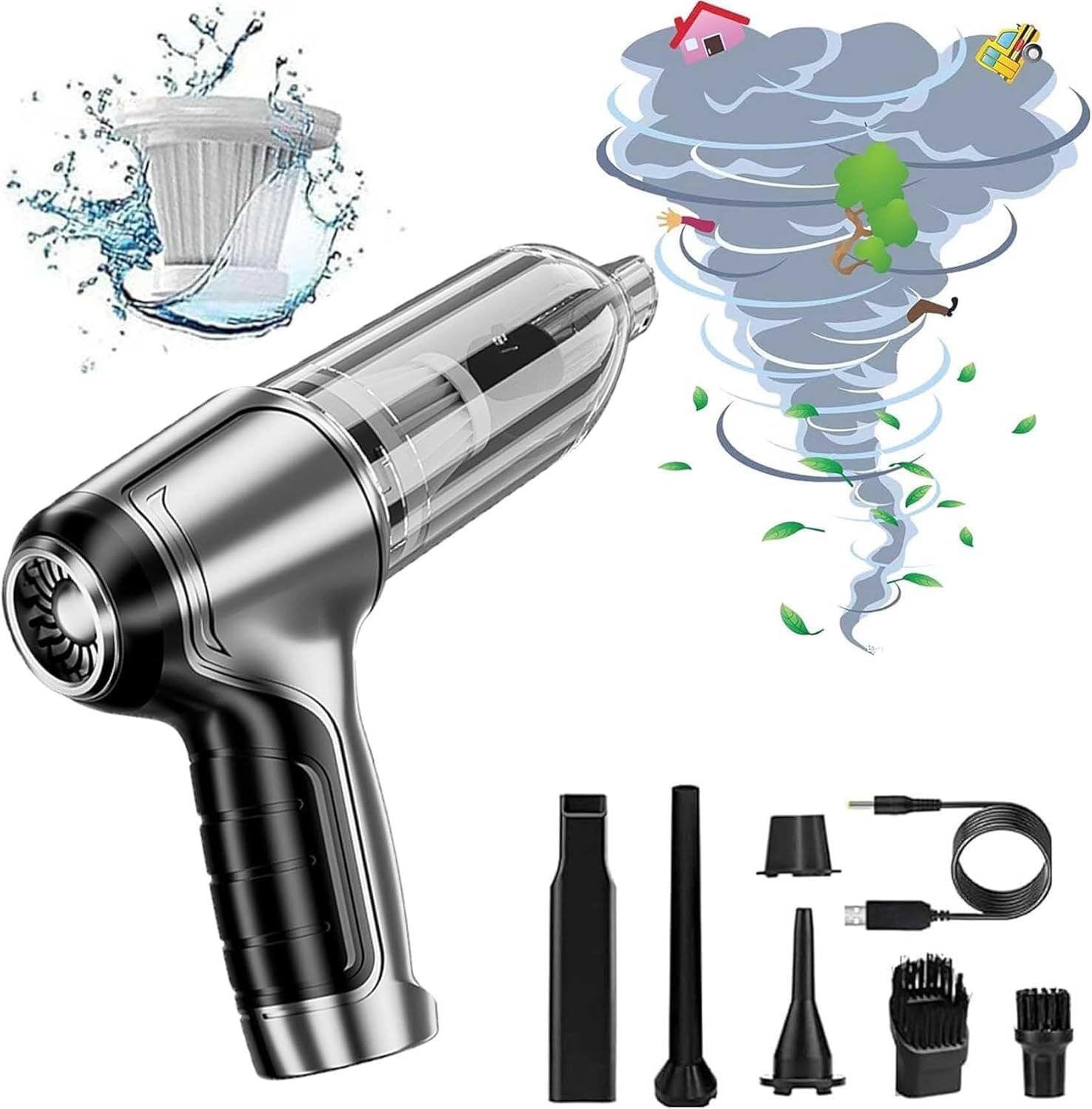 Airified Pro V2 Portable Air Blower & Car Vacuum Cleaner - Wireless Handheld Mini Vac with Powerful Suction Upgrade | Perfect for Car Detailing, Home Cleaning & Pet Hair Removal