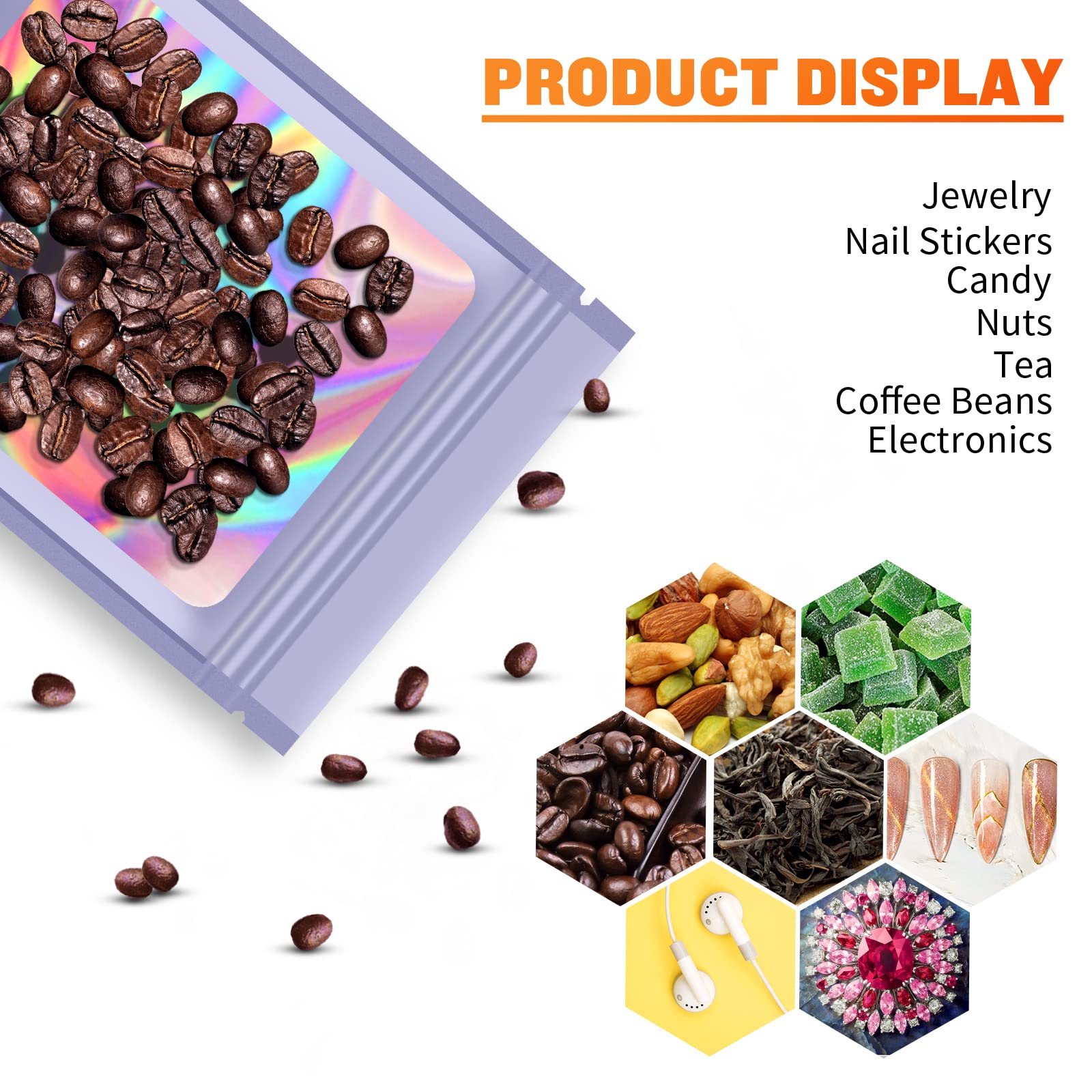 100-Pack 3x4.7 Inch Purple Holographic Mylar Bags - Resealable, Smell Proof Storage Bags for Food, Jewelry, Eyelash Extensions | Small Business Packaging Solution | Perfect for Home Organization & Retail Display
