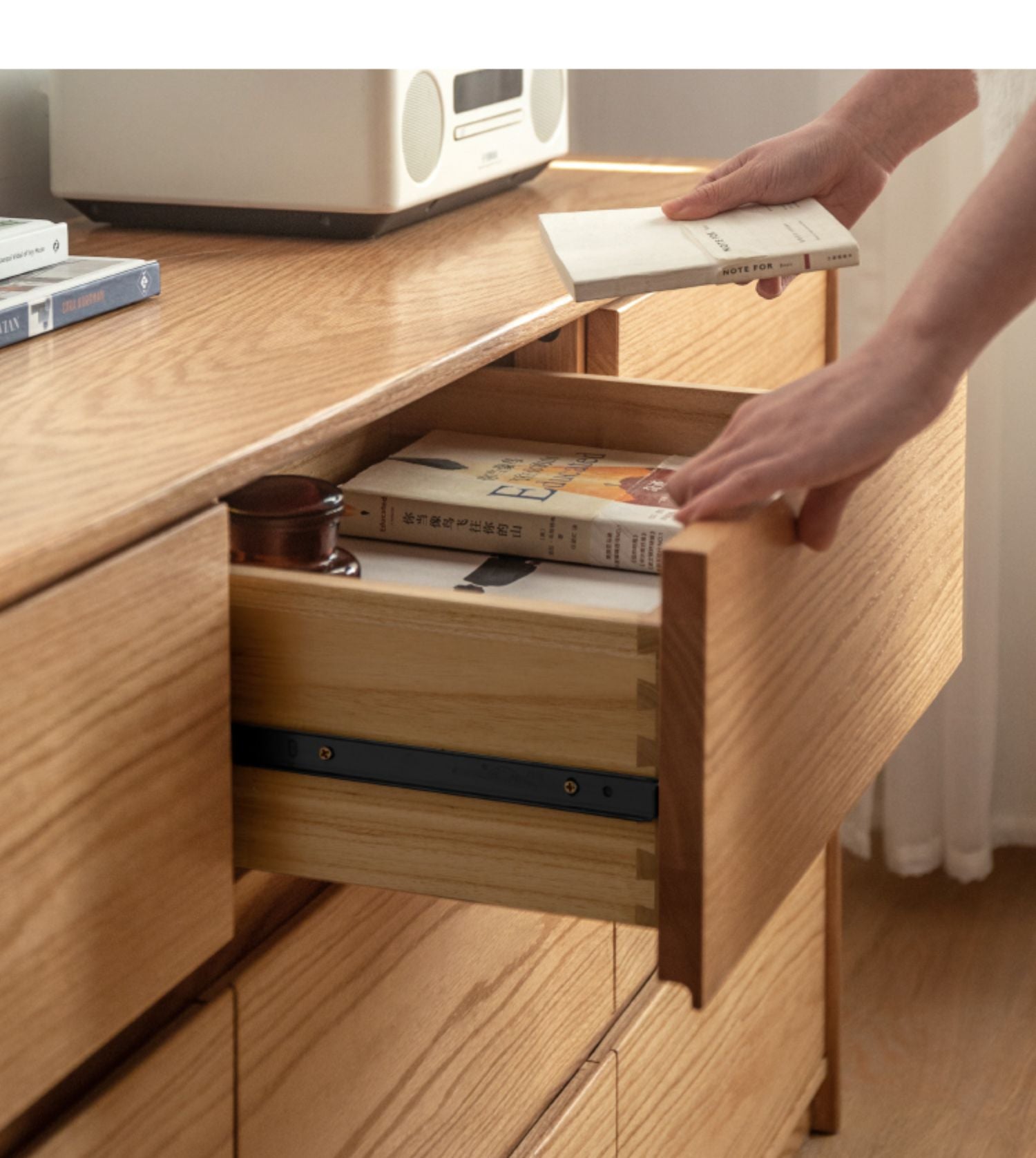 Solid Oak & Black Walnut Wood Storage Drawer - Handcrafted Wooden Organizer for Bedroom, Office, or Kitchen - Perfect for Jewelry, Utensils & Home Organization
