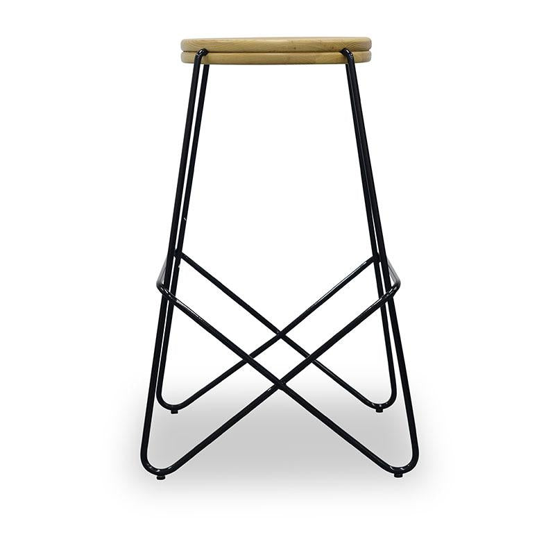 STARK Wooden Top Counter Stool - Modern Bar Stool for Kitchen Island, Breakfast Nook & Home Decor - Solid Wood Seat with Metal Frame - Comfortable Dining & Entertaining Stool