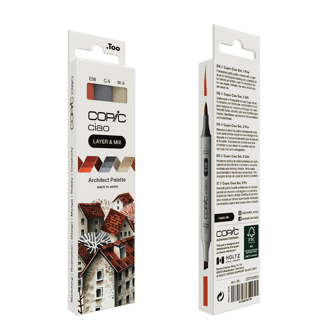 Copic Ciao Marker Set of 3 - Alcohol-Based Art Markers for Layering & Blending - Perfect for Illustration, Manga, and Professional Art Projects