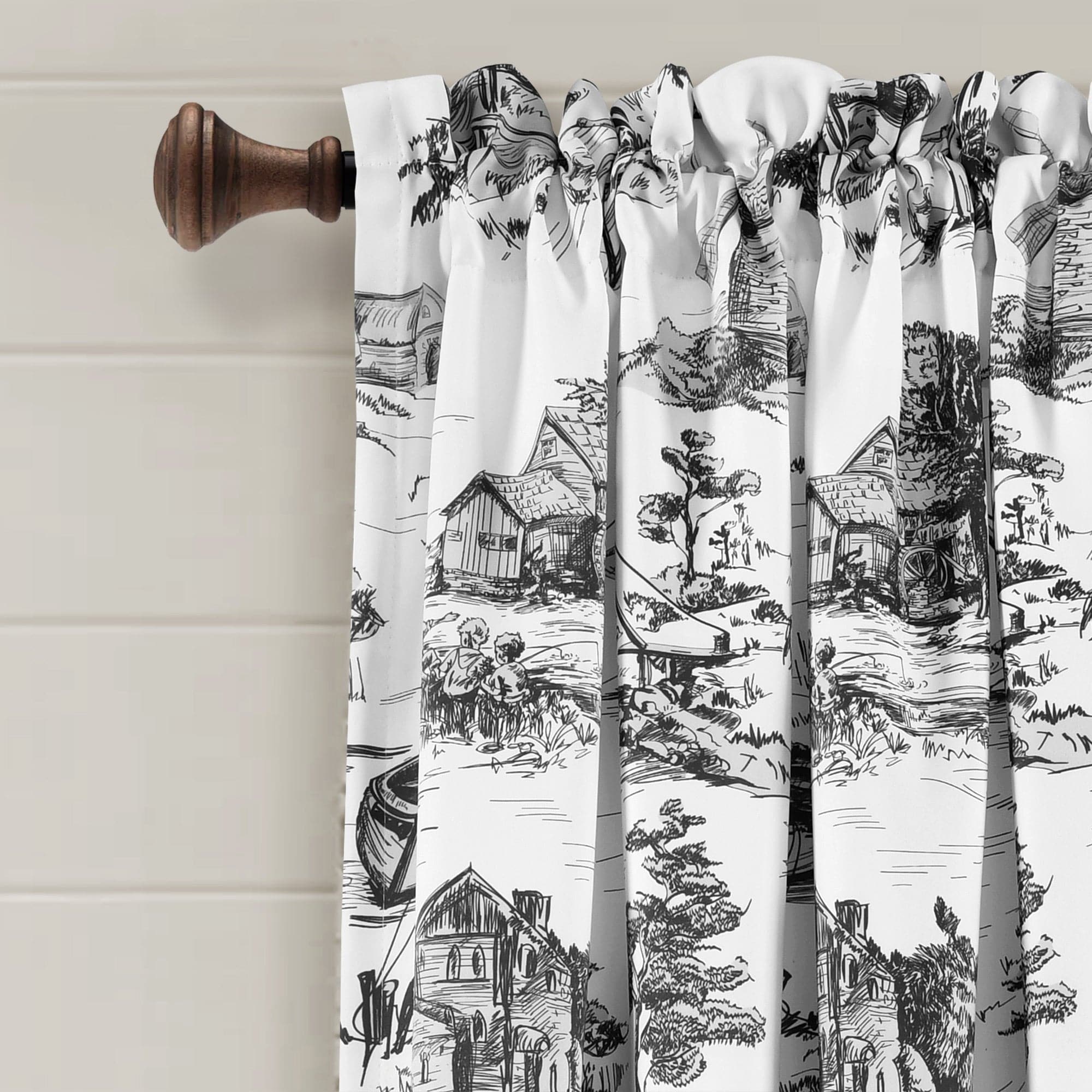 French Country Toile Blackout Curtains Set - Elegant Floral Pattern Window Drapes for Living Room & Bedroom - Light Blocking & Noise Reducing Home Decor