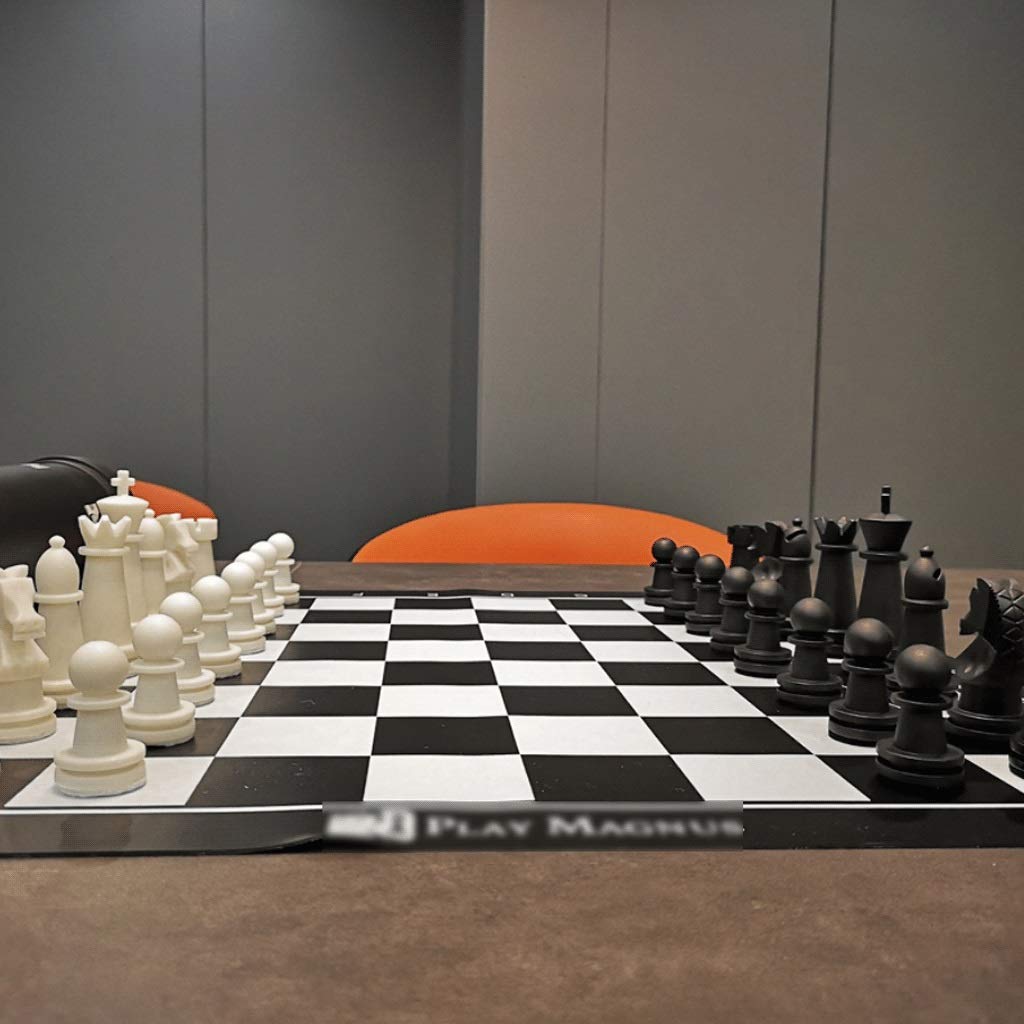 Premium Travel Chess Set with Luxury Leather Board & Shoulder Strap - Portable Black & White Chess Pieces in Carry Tube - Perfect for Outdoor Picnics, Camping Trips & Commuter Entertainment