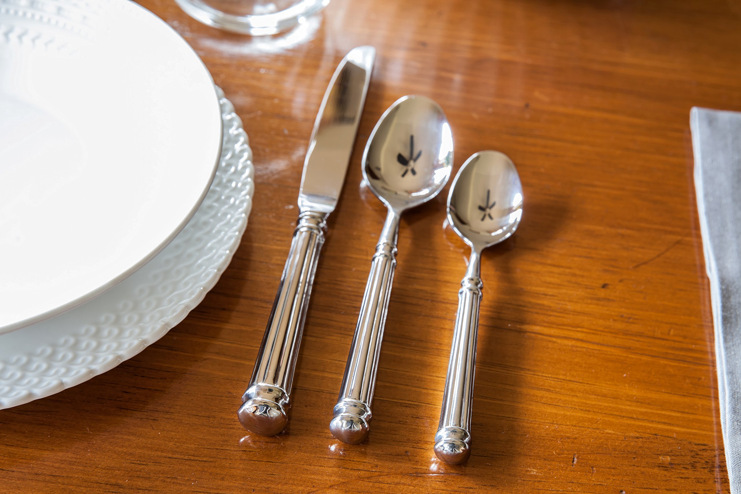Fortessa Nyssa 18/10 Polished Stainless Steel Flatware Set - 20 Piece Hollow Handle Silverware for 4 People - Elegant Dining Utensils for Dinner Parties, Weddings & Formal Occasions