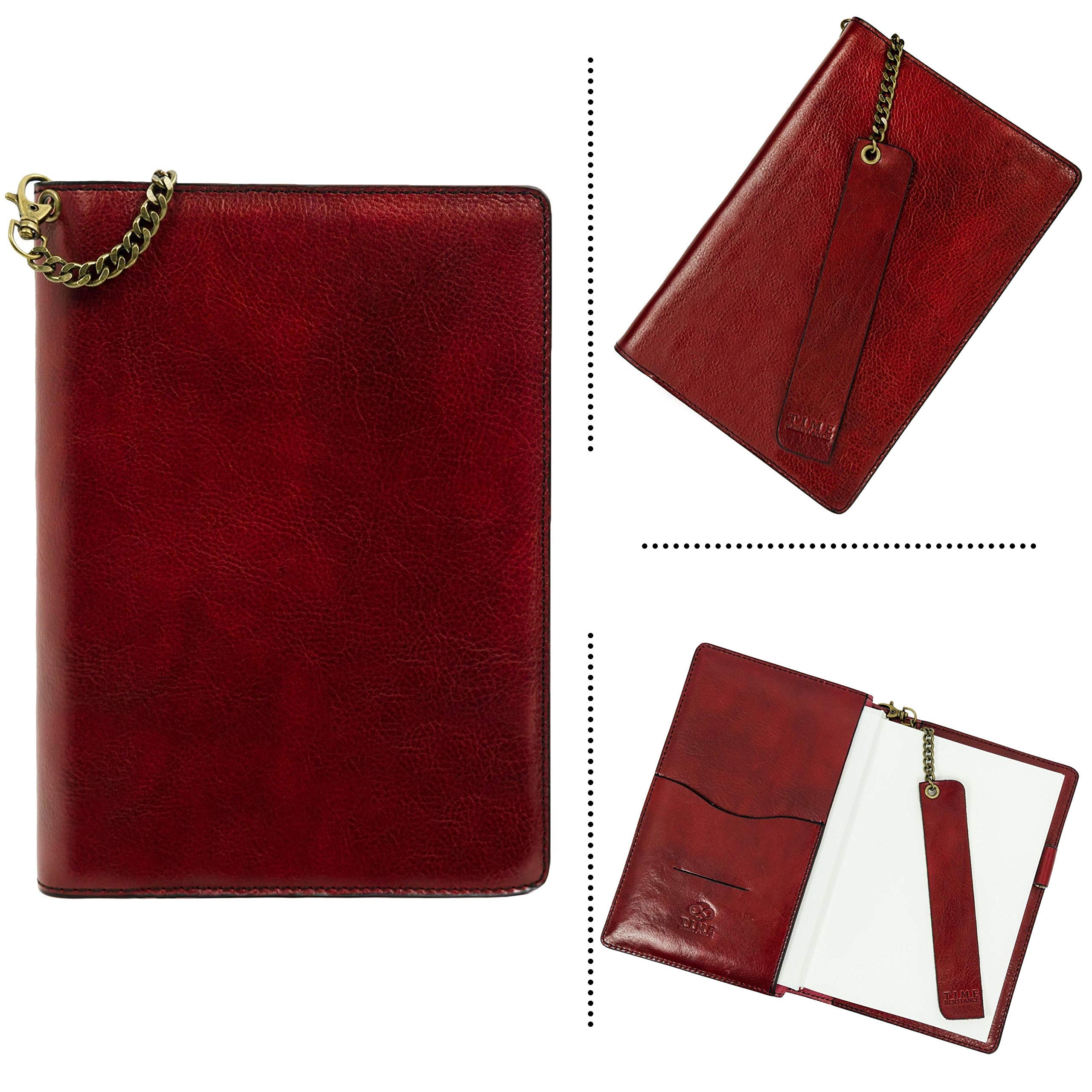 Premium Italian Handmade Leather Journal - 320 Lined A5 Notebook with Bookmark & Gift Box (Red) - Perfect for Writing, Sketching & Gift Giving