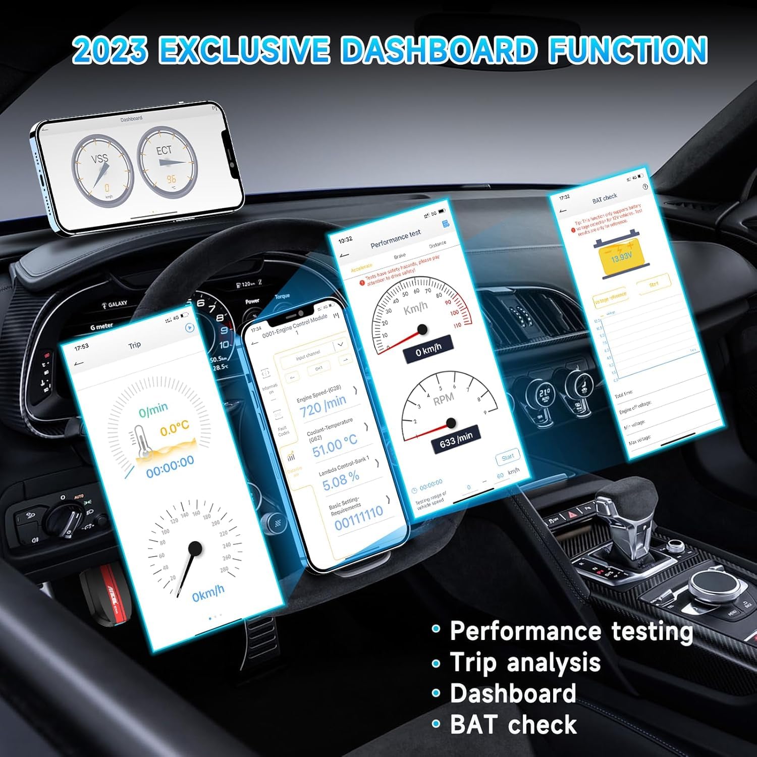 ANCEL BD500 Bluetooth OBD2 Scanner for VW Audi Seat Skoda - Full System Diagnostic Scan Tool with Battery Check & EPB Reset - Compatible with iPhone, iPad, Android - Perfect for DIY Car Repairs & Professional Mechanics