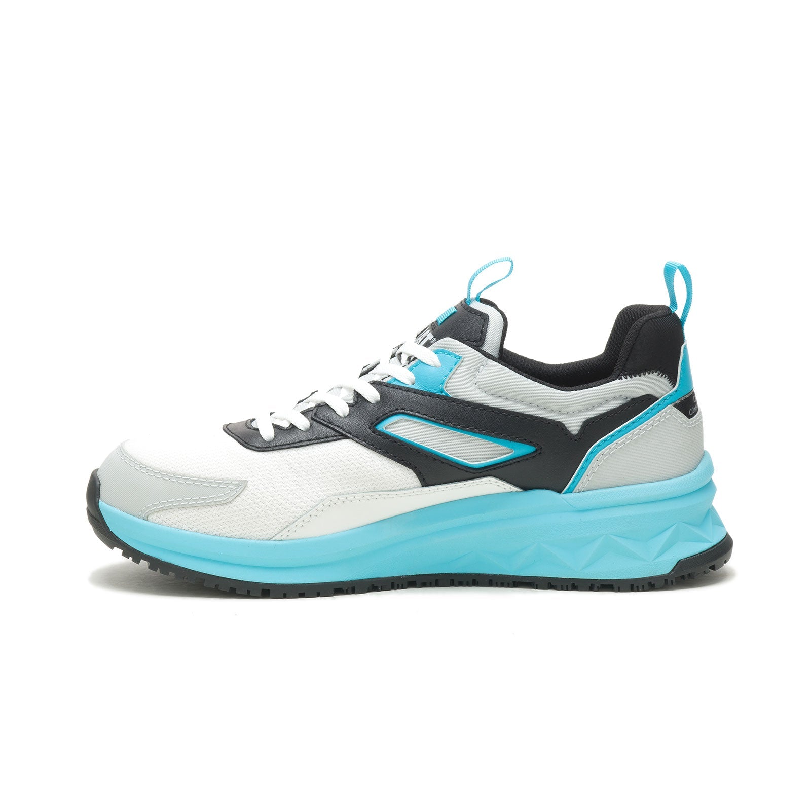 Streamline Runner Composite Toe Work Shoes for Men - Lightweight Safety Shoes with Slip-Resistant Sole, White & Blue - Perfect for Construction, Warehouse & Industrial Work