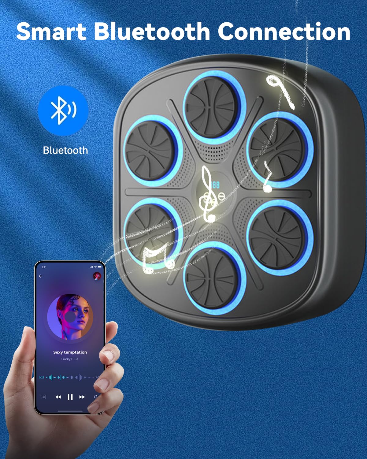 Smart Bluetooth Boxing Machine for Adults & Kids - Music Boxing Trainer with Gloves, Wall Mount Punching Bag for Home & Gym Workouts | Perfect for Fitness Training, Stress Relief & Family Fun