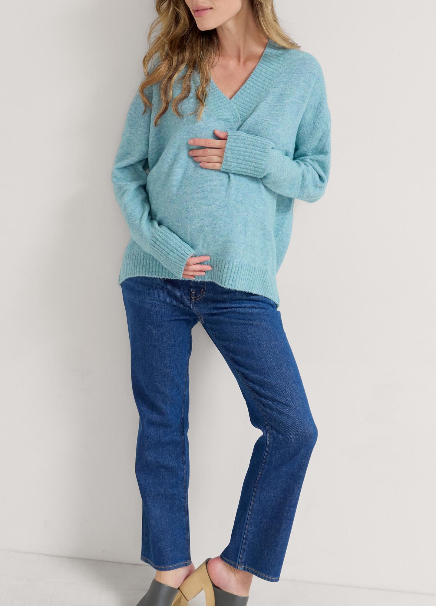 Mina V Neck Sweater for Women - Soft Knit Pullover Casual Tops - Perfect for Office, Date Night & Fall Layering