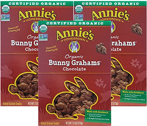 Annie's Homegrown Organic Chocolate Bunny Grahams Snacks - 7.5 oz (Pack of 3) - Perfect for Kids Lunch Boxes, School Snacks & Family Road Trips