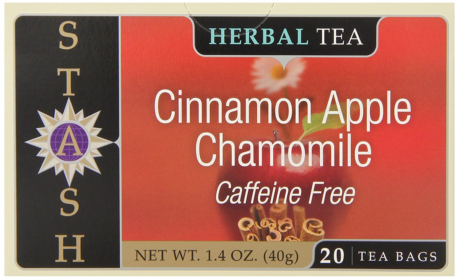 Organic Herbal Tea Apple Cinnamon Flavor - 120 Tea Bags (6 Boxes x 20 Bags) | Caffeine-Free, Natural Ingredients | Perfect for Relaxation, Weight Loss & Cold Relief