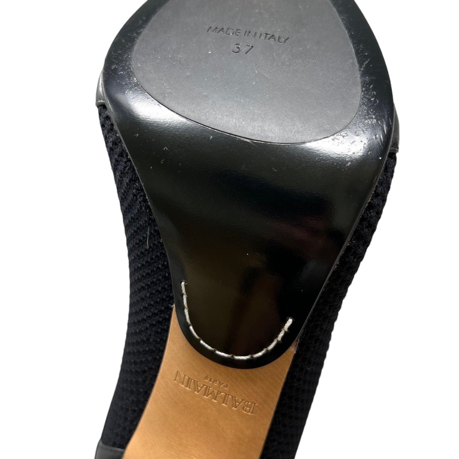 Balmain Black Over the Knee Aubane Boots Size 37 | Luxury High Heel Boots for Women | Perfect for Evening Parties & Night Out
