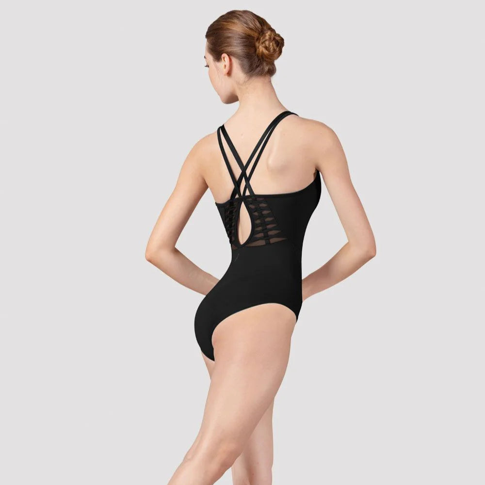 Bloch Women's Black Lucey Cross Back Dance Leotard - Ballet, Jazz & Gymnastics Performance Wear